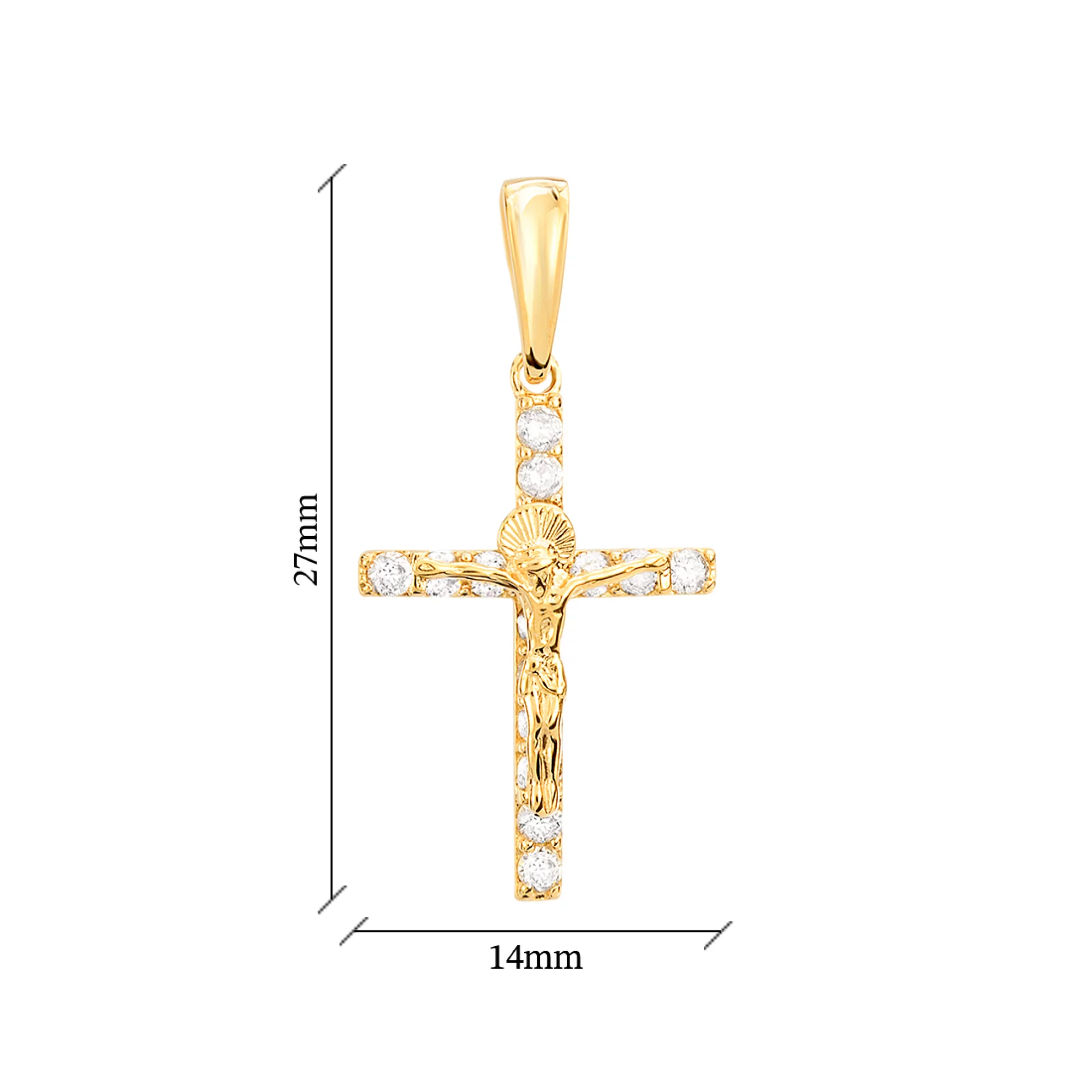 Крестик из лимонного золота с фианитом - 960394 – изображение 2
