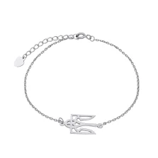 Браслет "Тризуб - Герб України" зі срібла якірне плетіння - 1501366