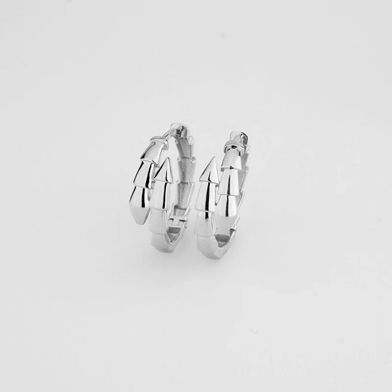 Серьги-кольца "Змея" из белого золота - 2149615
