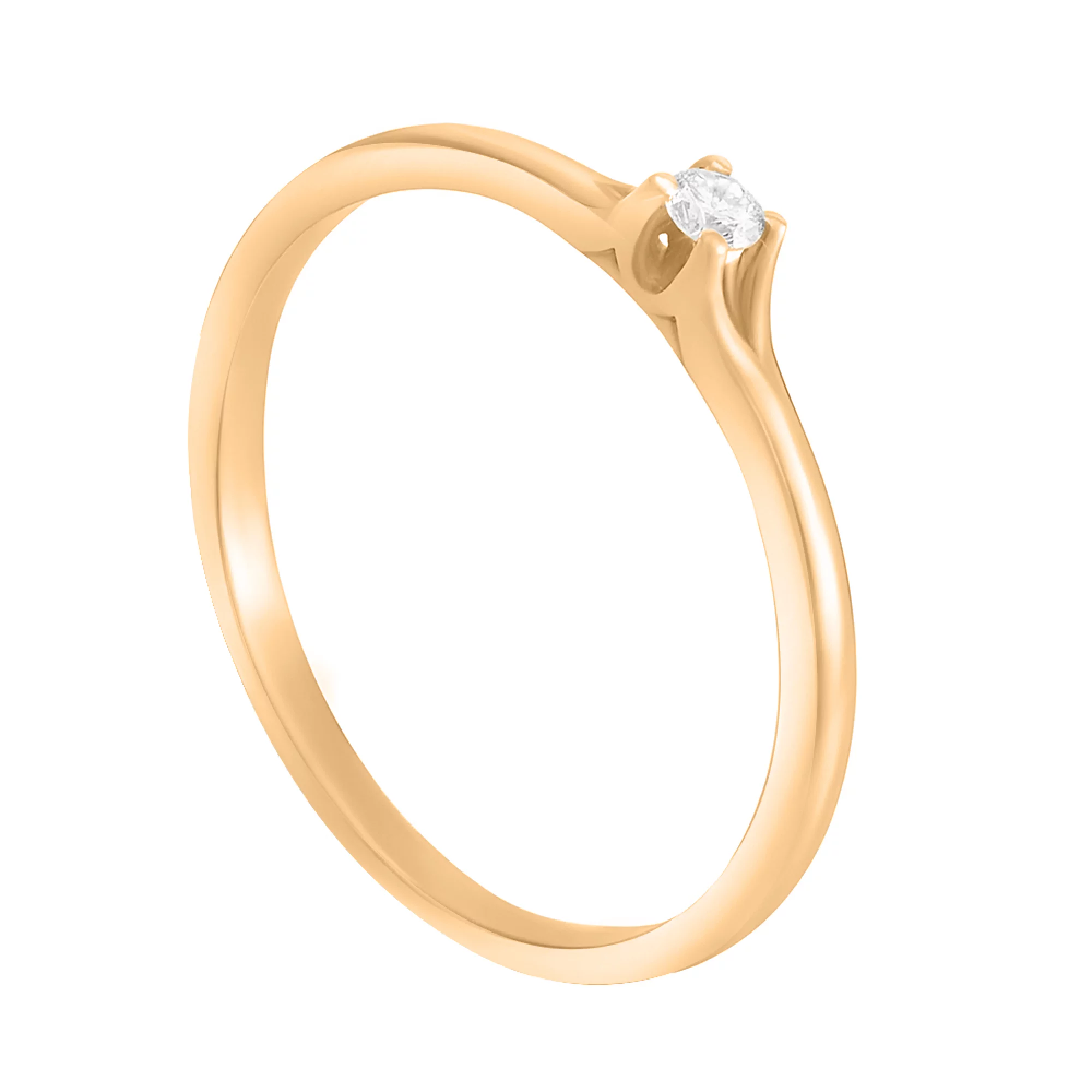 Золотое кольцо с бриллиантом - 482587 – изображение 1