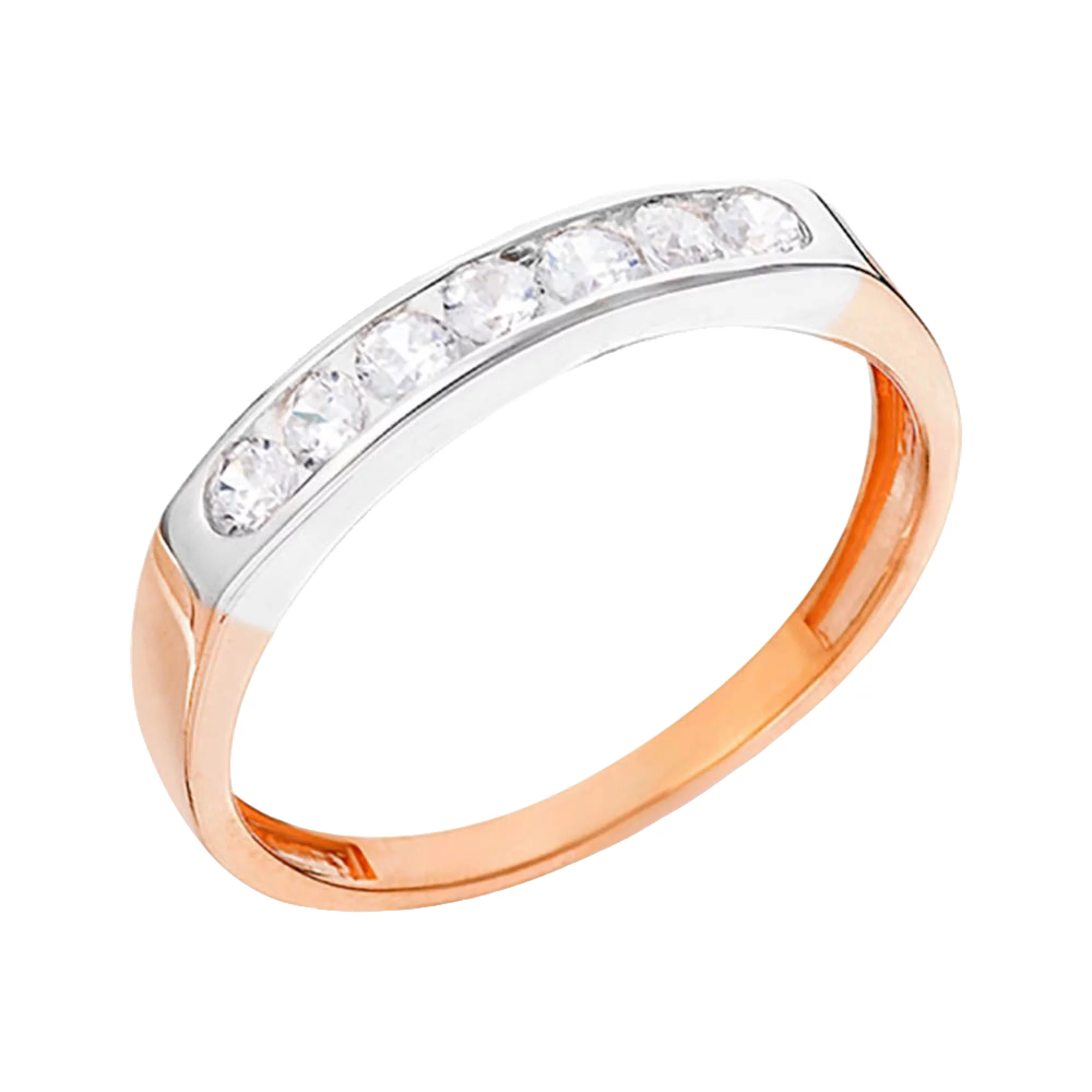 Золотое кольцо с фианитом - 585330 – изображение 1