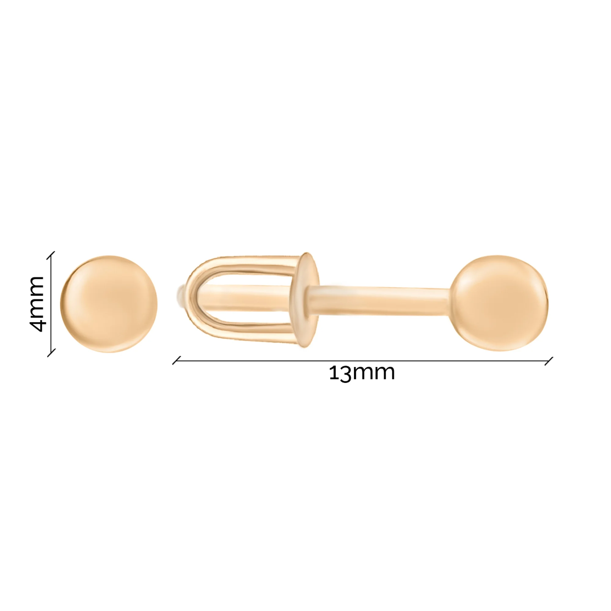 Сережки-гвоздики из красного золота - 1490886 - 3