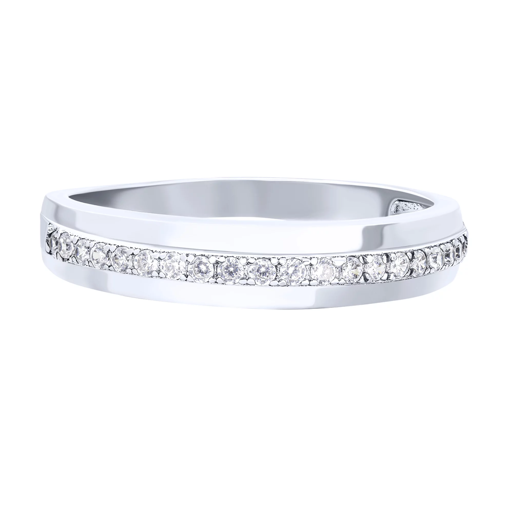 Кольцо серебряное с дорожкой фианитов - 1611531 – изображение 2