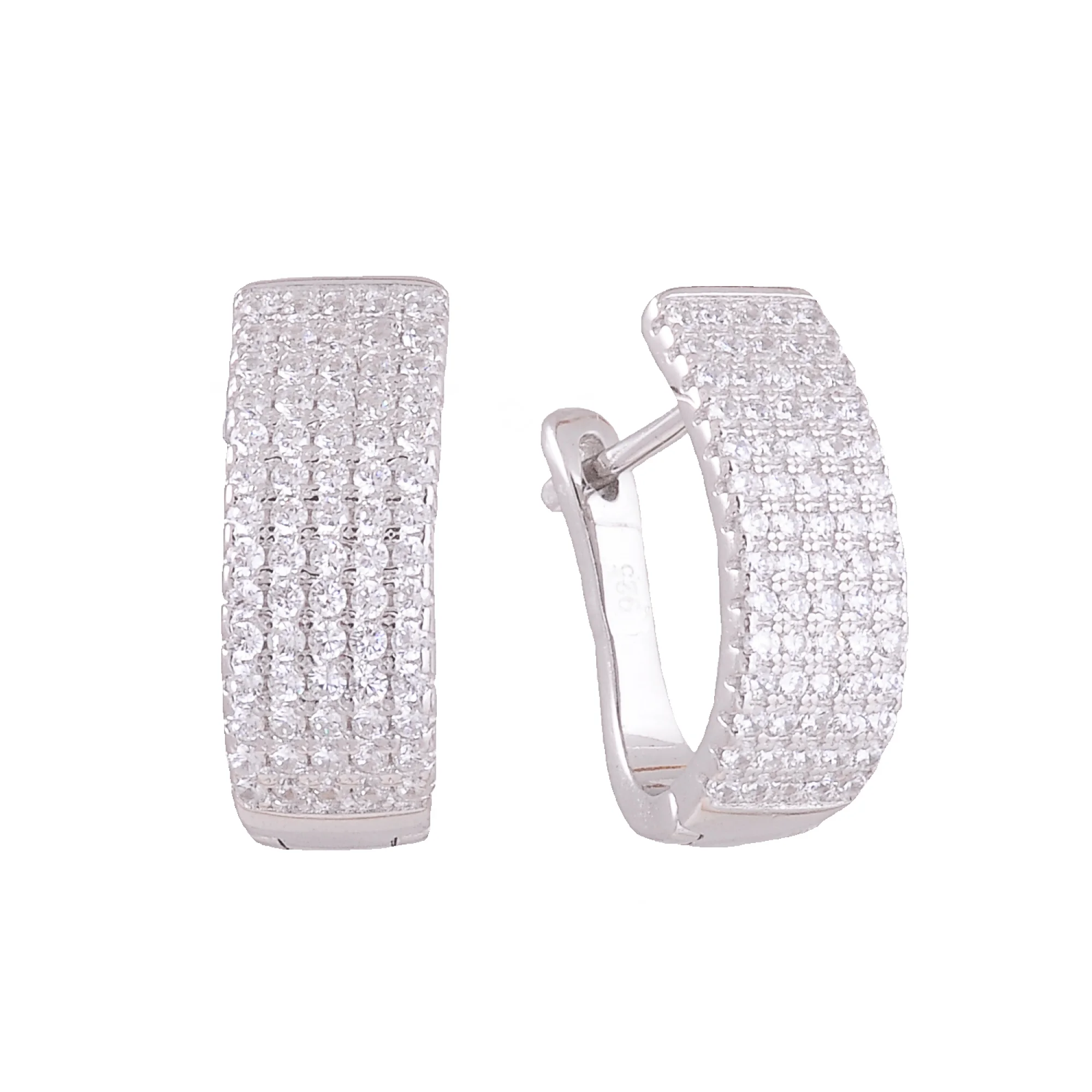 Серебряные серьги с фианитами - 375473 - 1