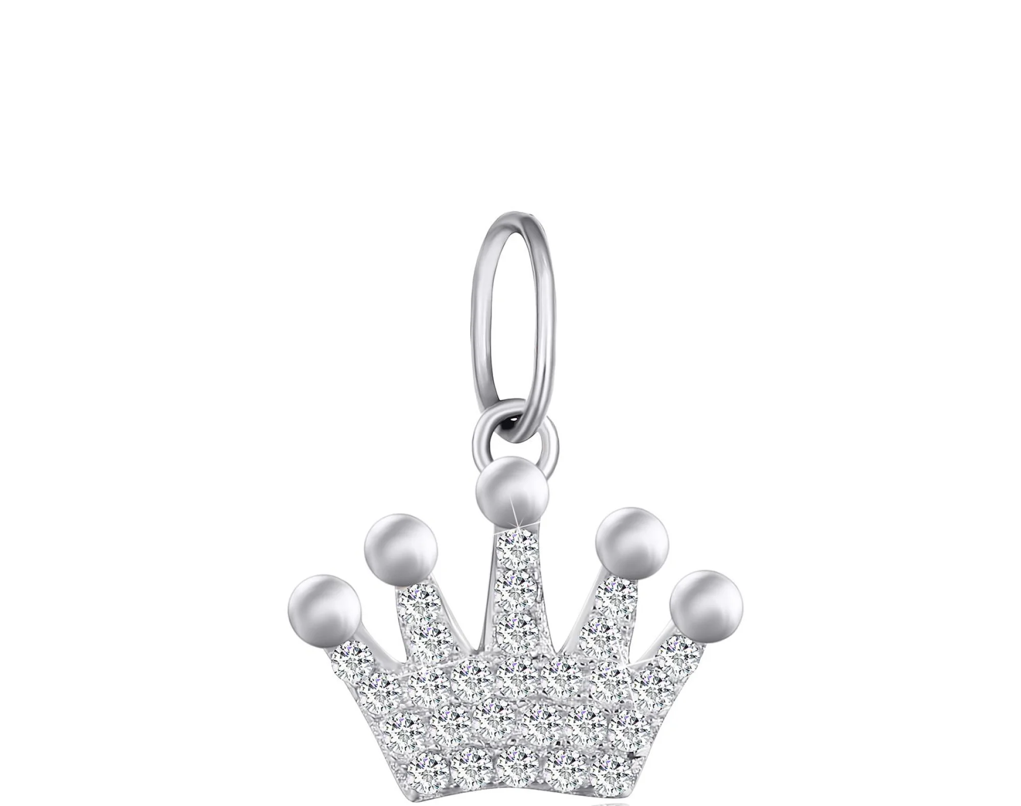 Серебряный подвес "Корона" с фианитами - 421425 - 1
