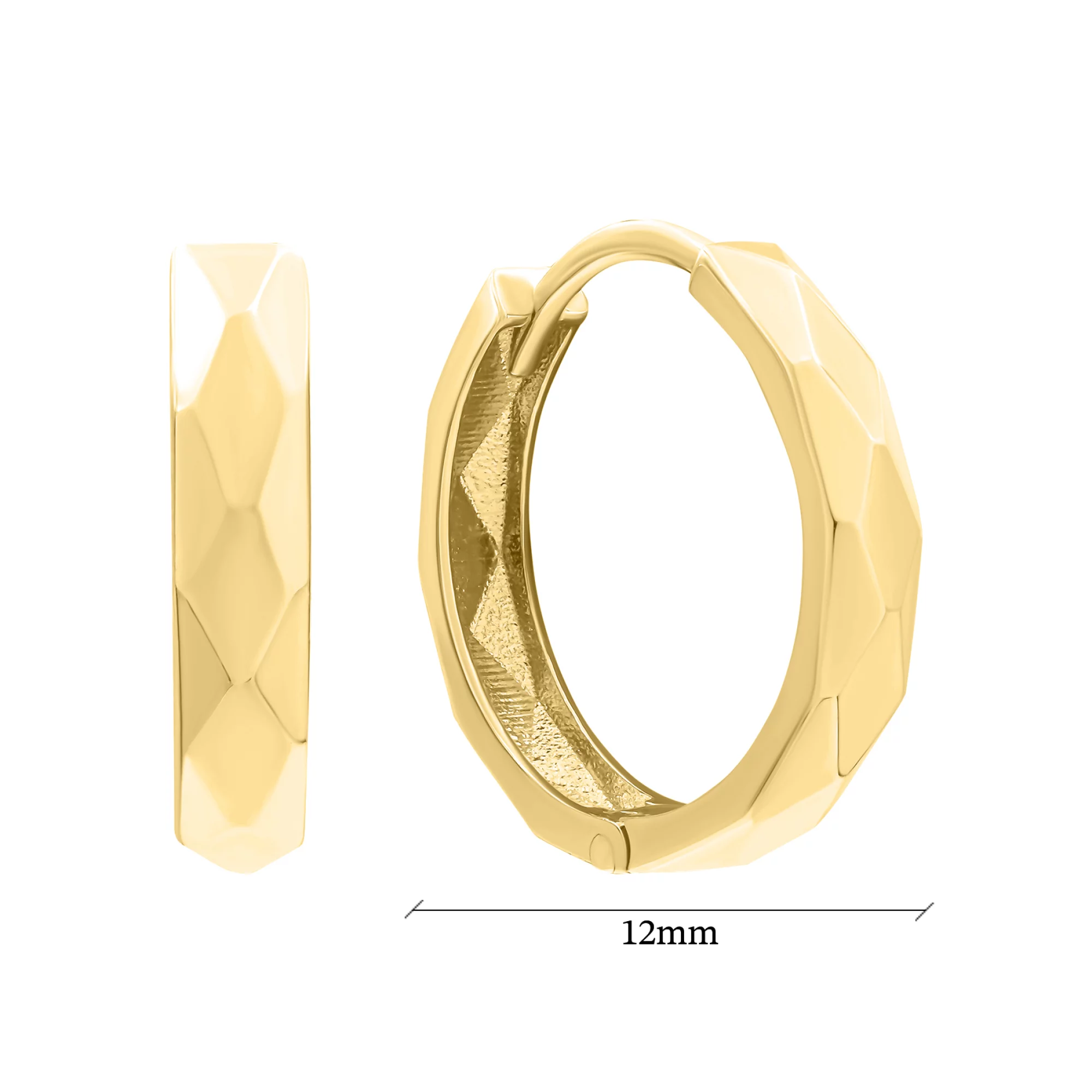 Золоті сережки-кільця з гранями - 1574970 – зображення 2