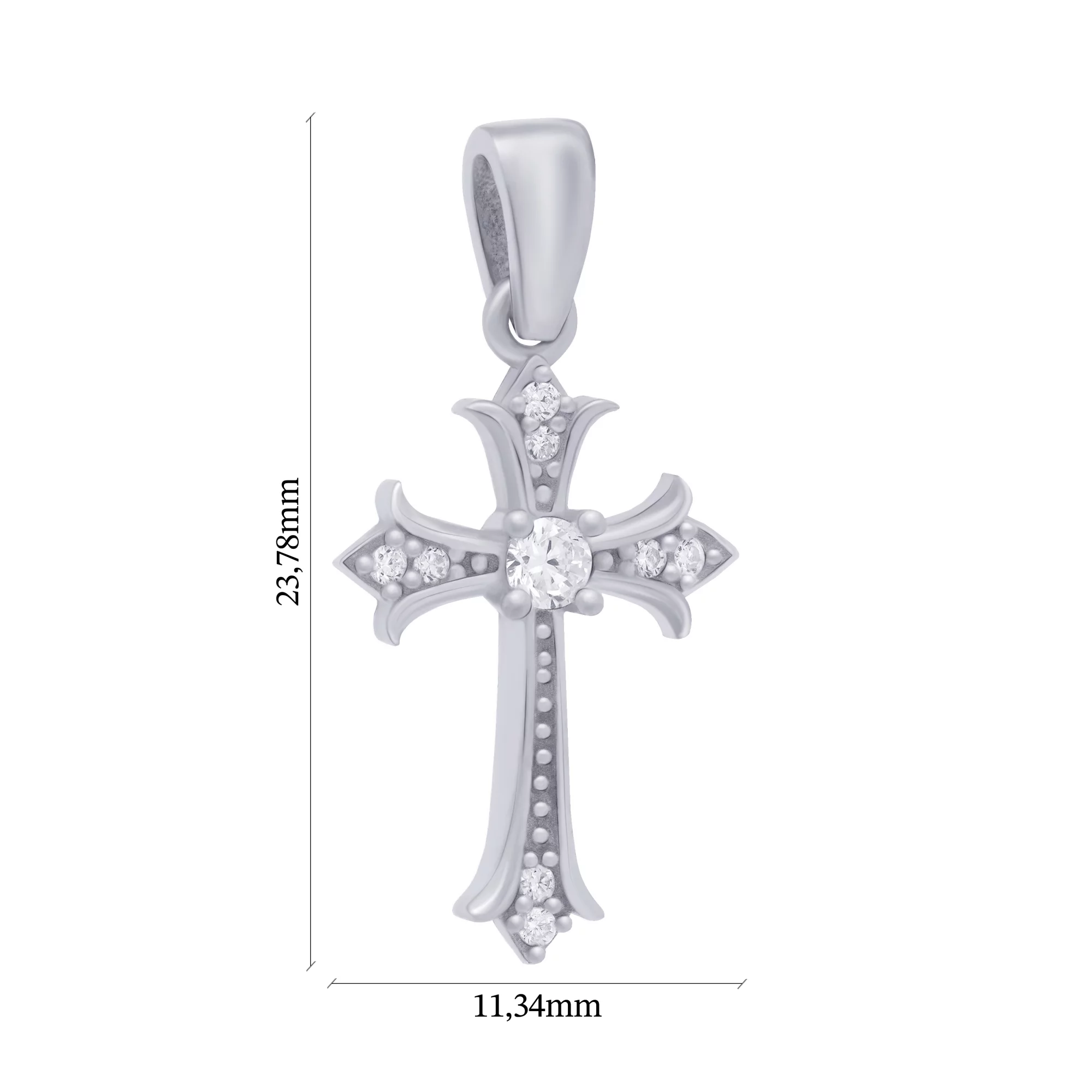 Хрестик зі срібла з фіанітами - 1684803 – зображення 2
