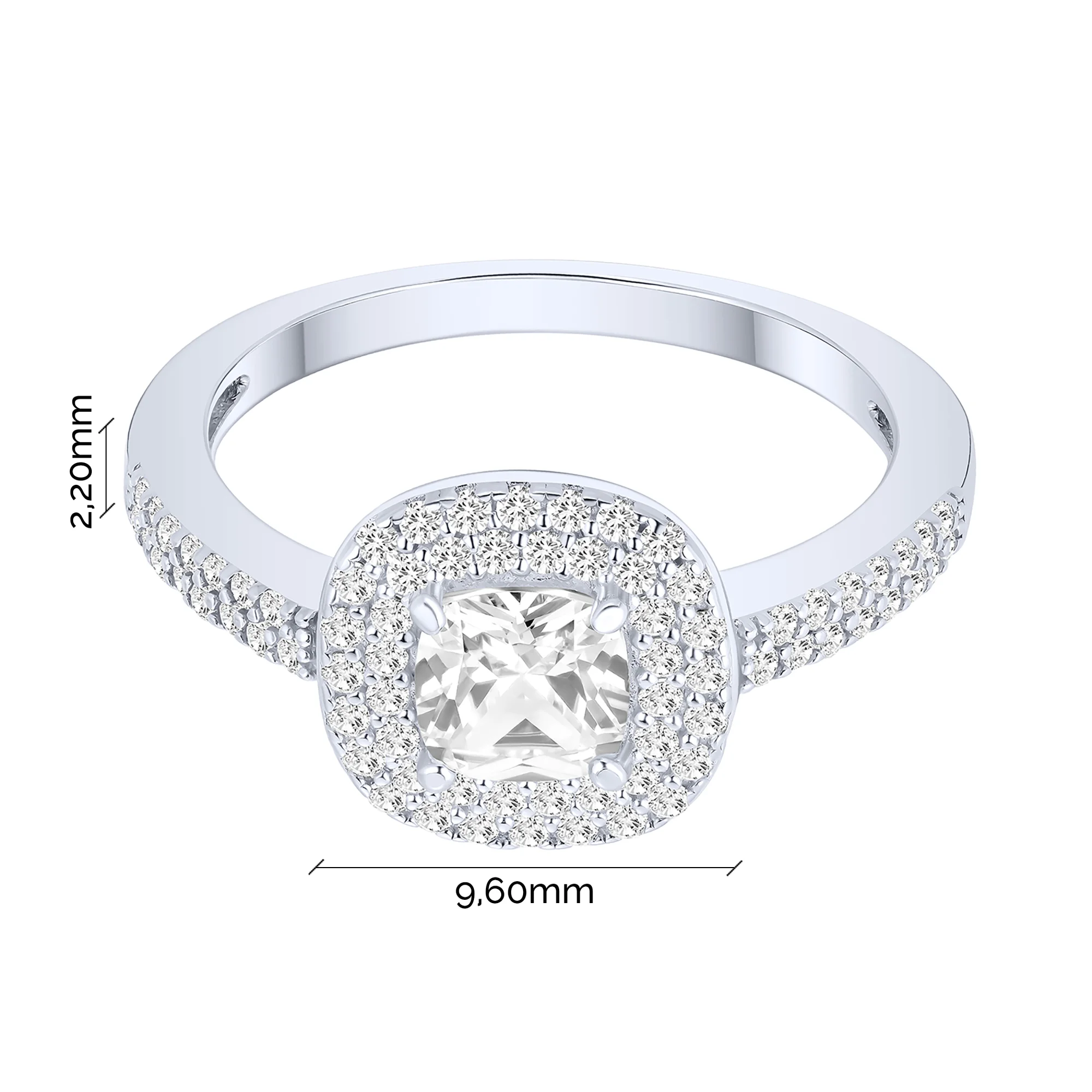 Серебряное кольцо "Геометрия" с фианитами - 2284785 - 3