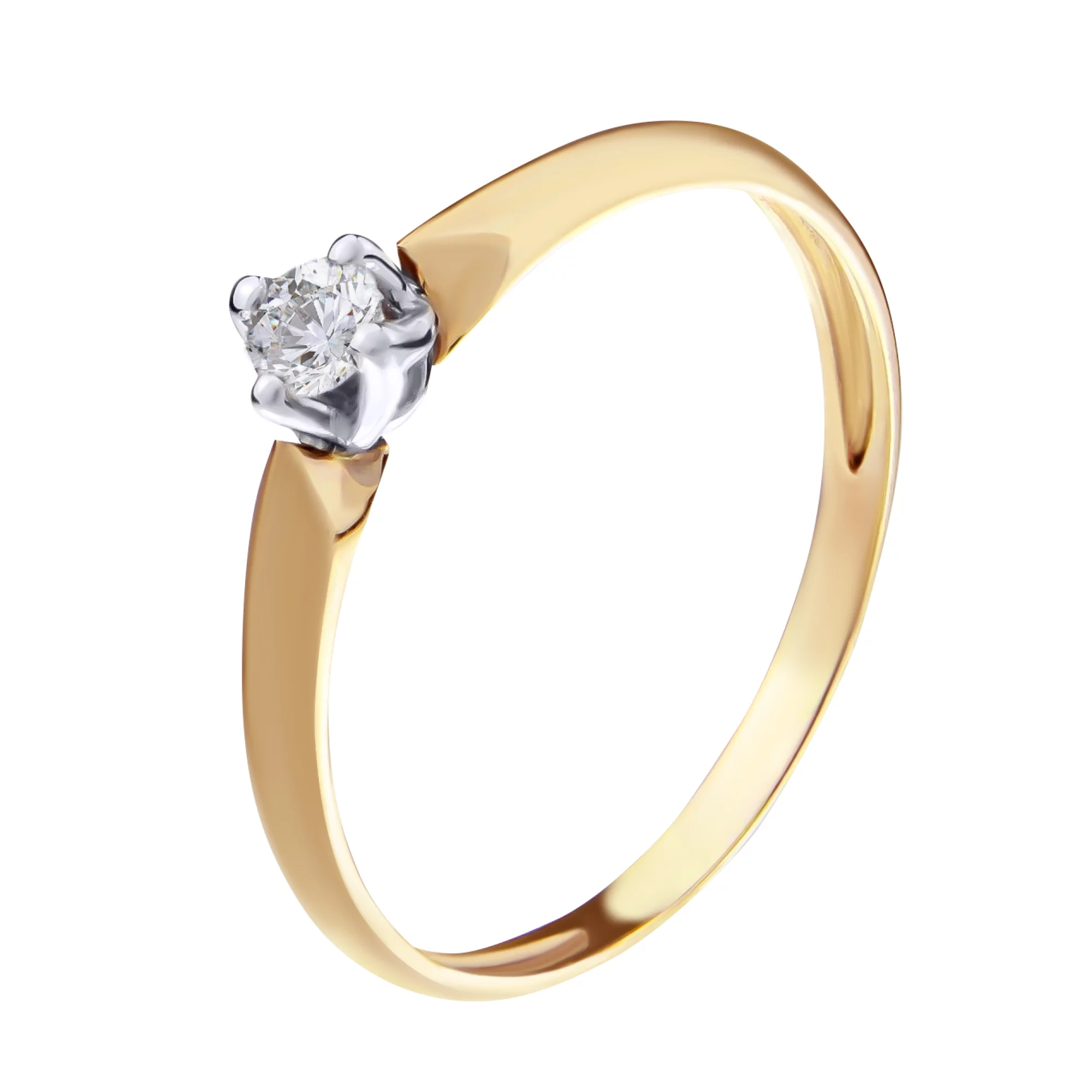 Золотое кольцо с бриллиантом - 512398 – изображение 1
