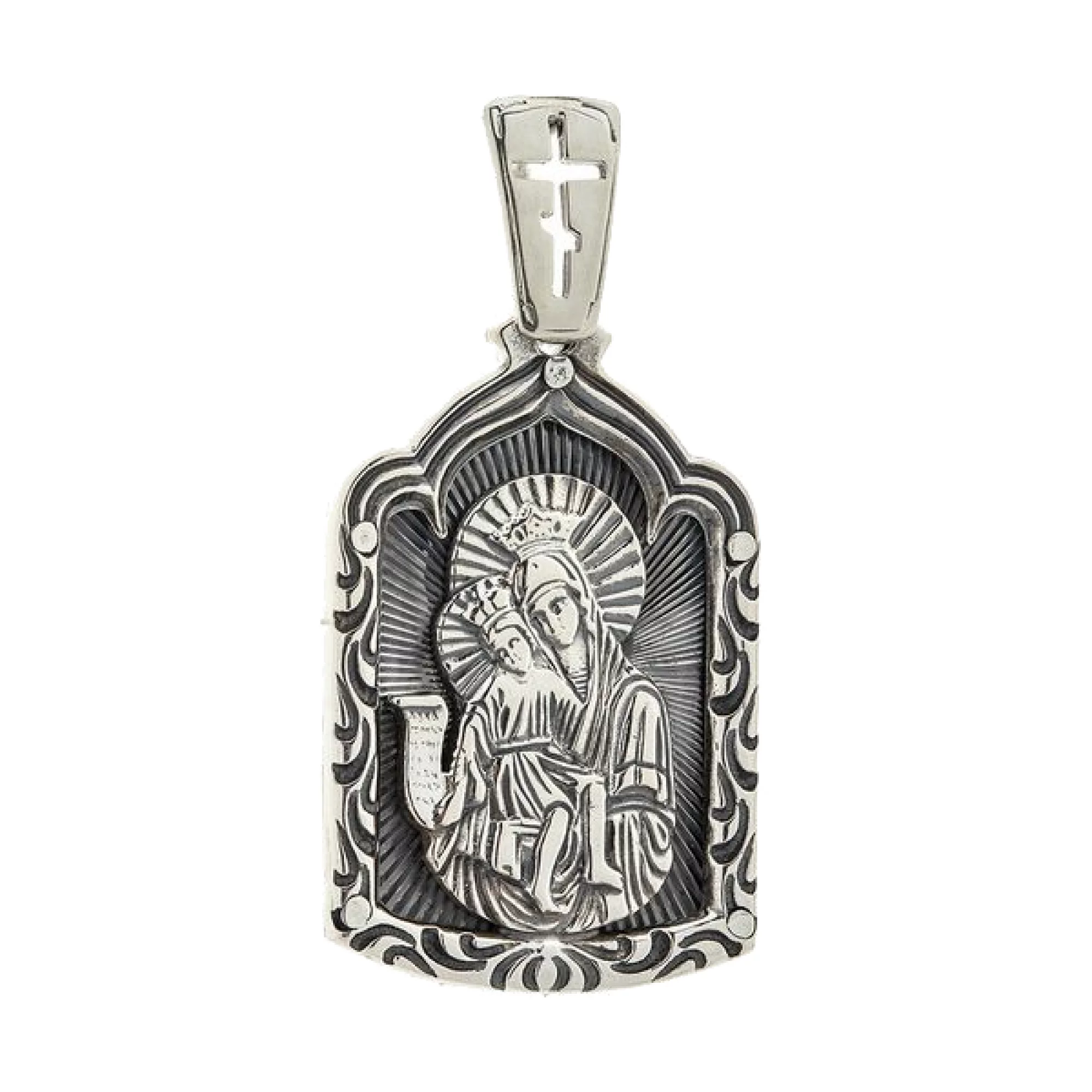 Серебряная ладанка Богородица Владимирская - 384231 – изображение 1