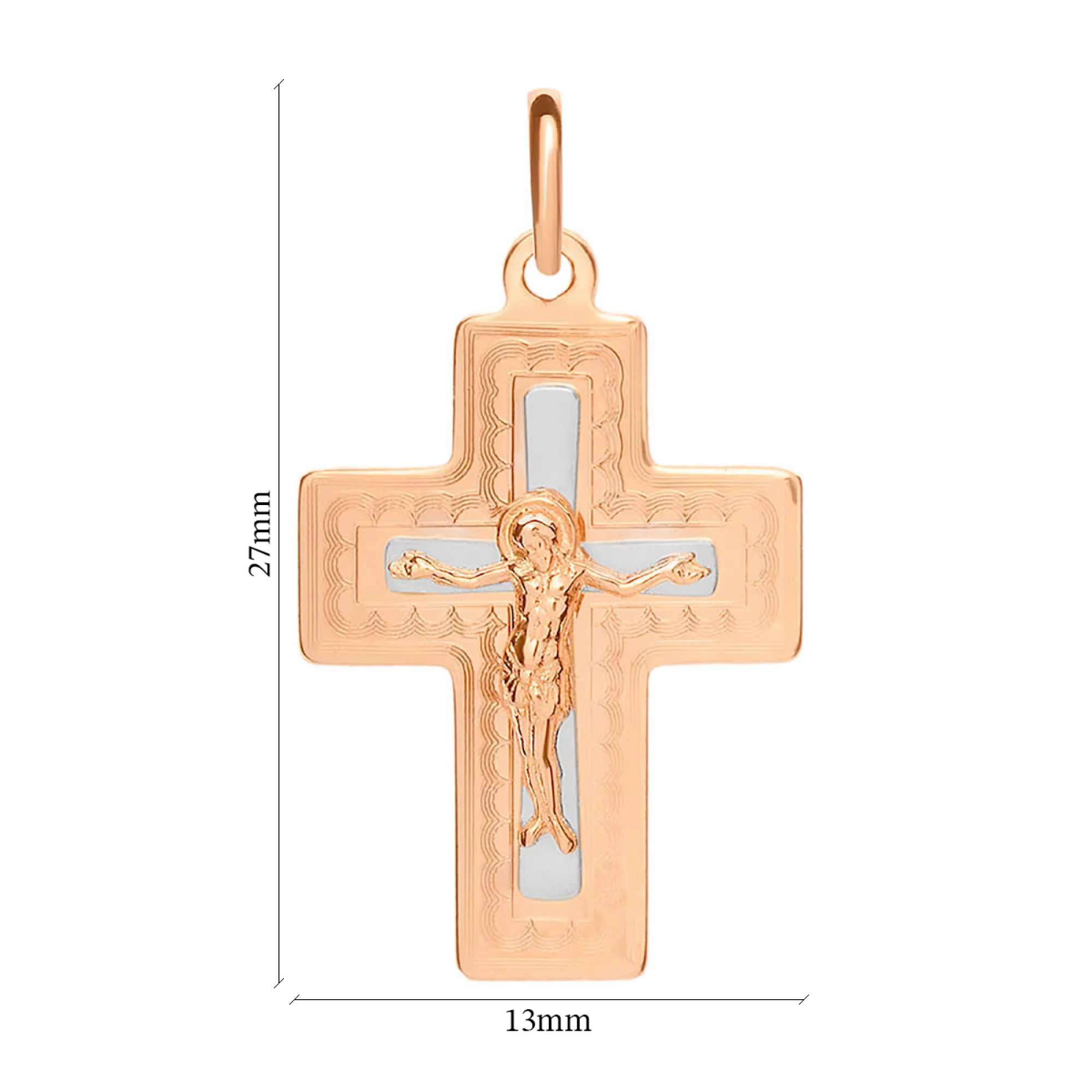 Крестик из комбинированного золота - 1260344 – изображение 2