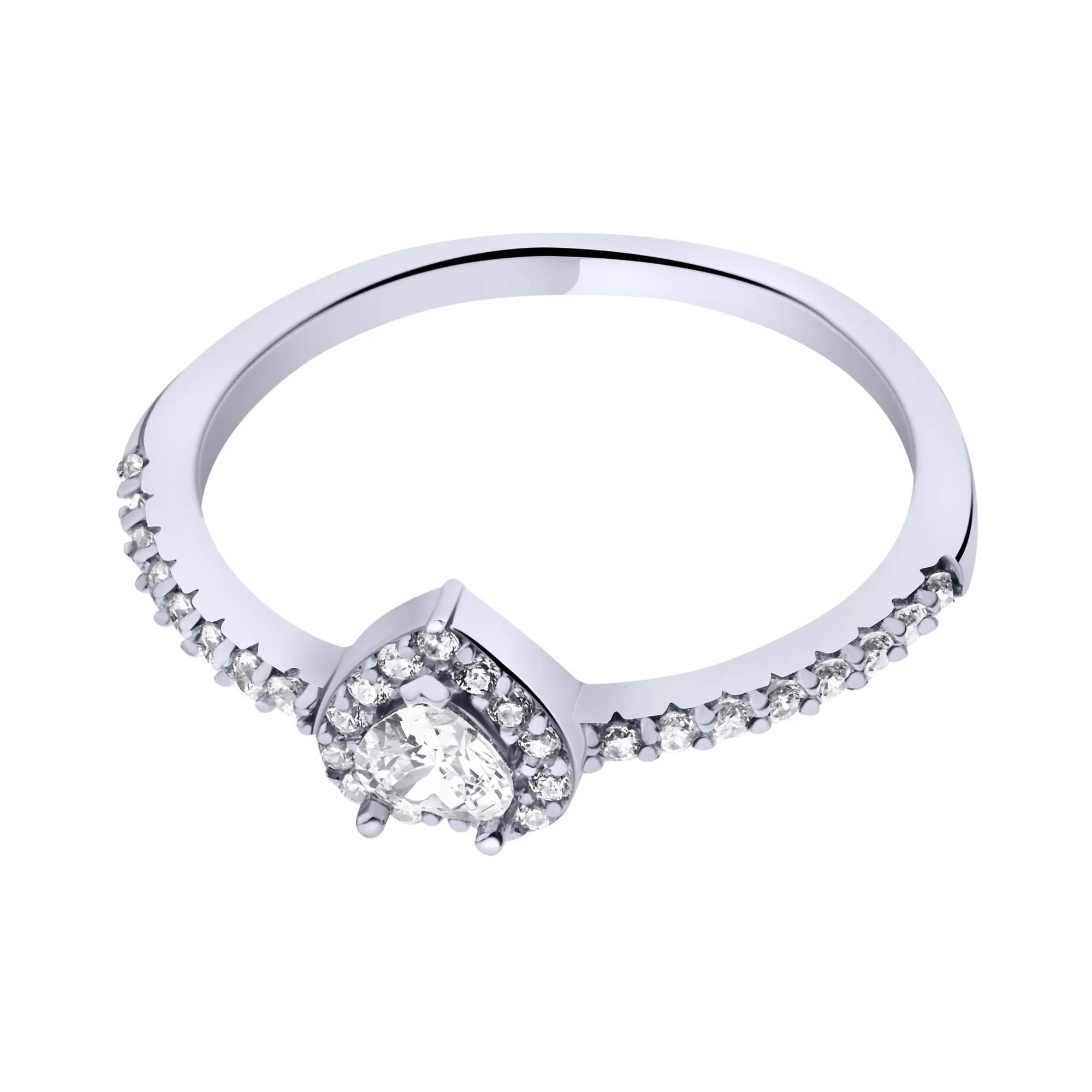 Серебряное кольцо "Сердце" с фианитами - 2186965 - 2