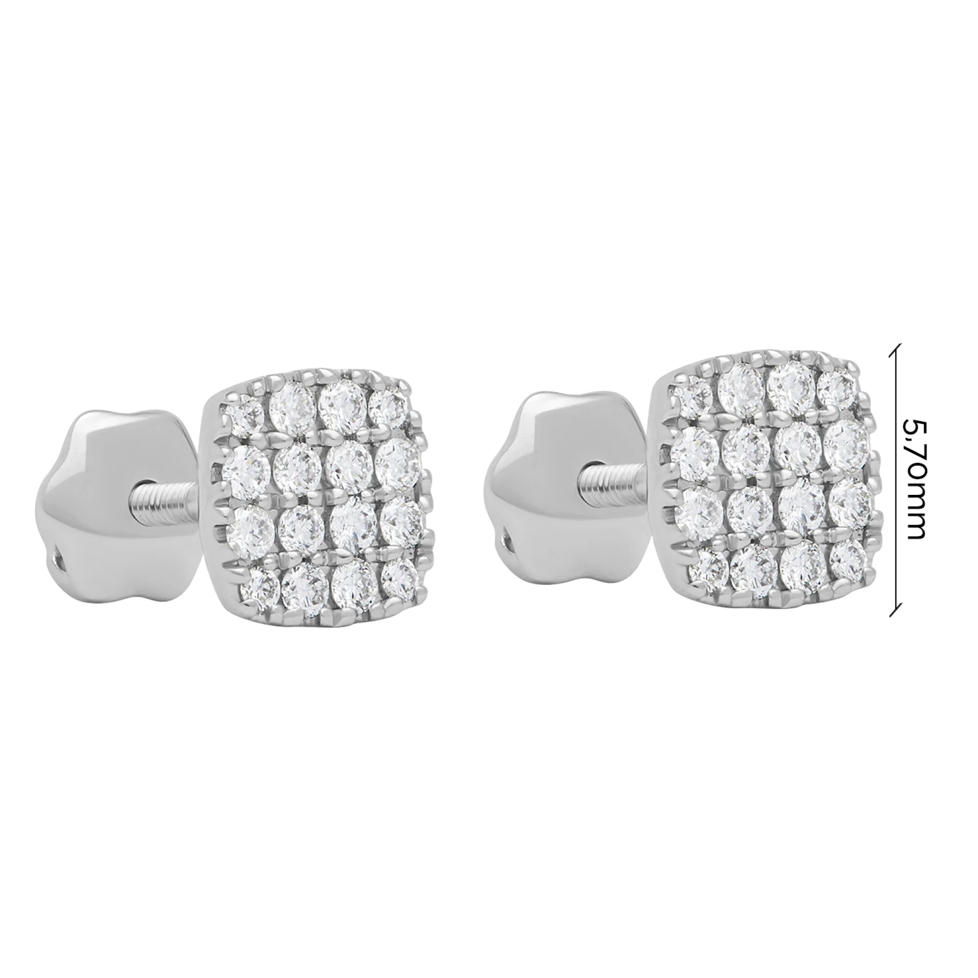 Сережки-гвоздики из белого золота с бриллиантами - 1738431 - 4