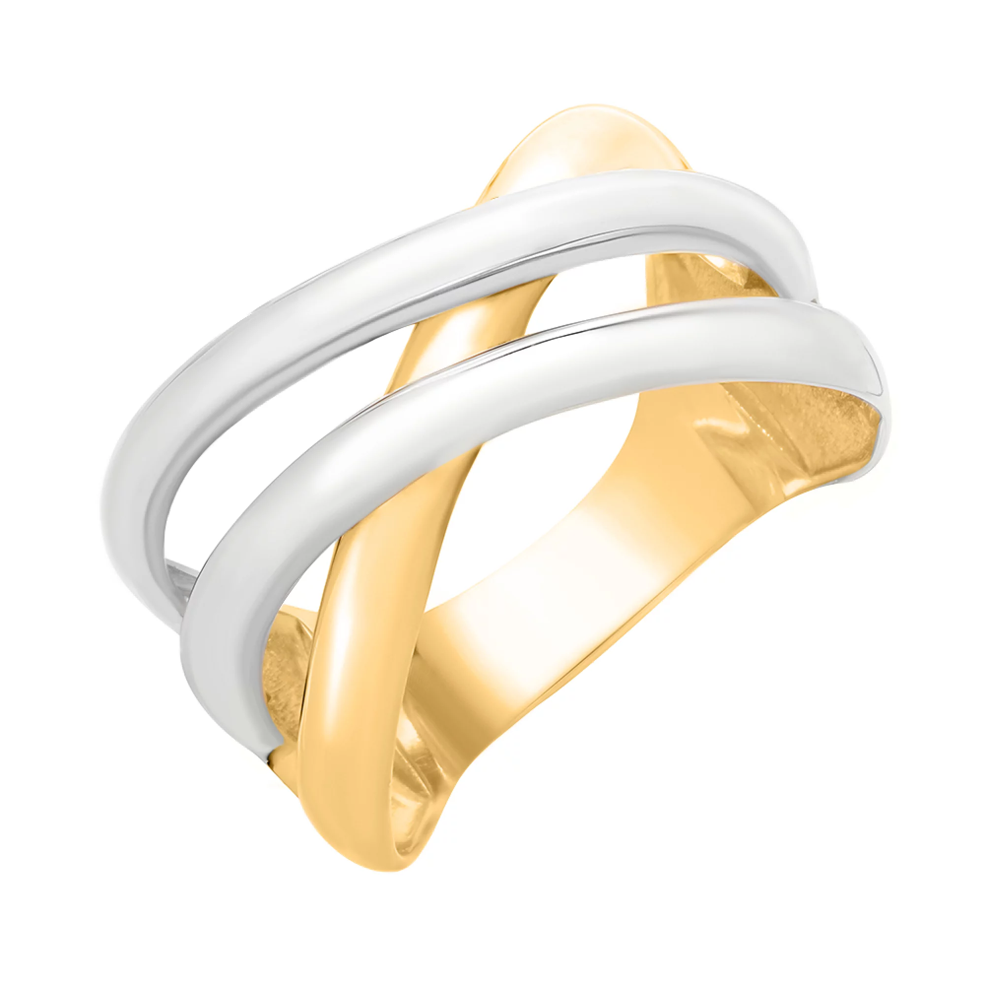 Кольцо из желтого и белого золота "Переплетение" - 1523299 – изображение 1
