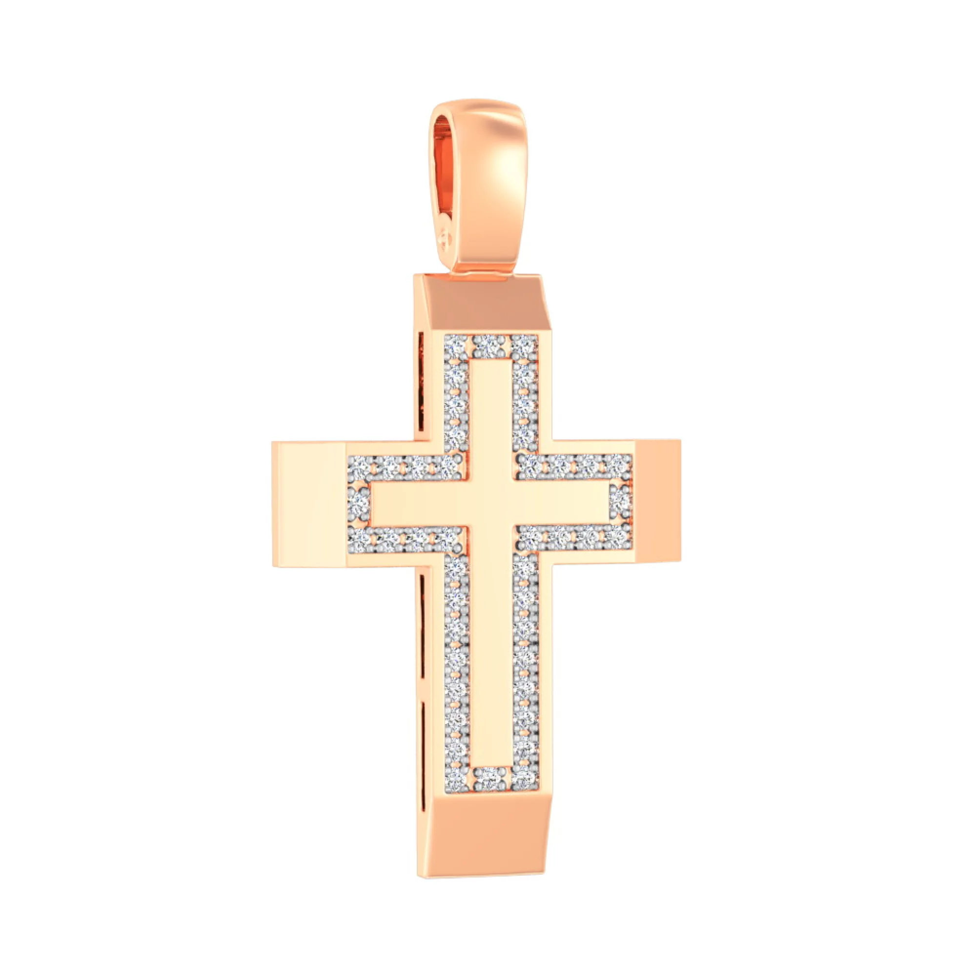 Крестик из красного золота с фианитом - 963059 – изображение 1