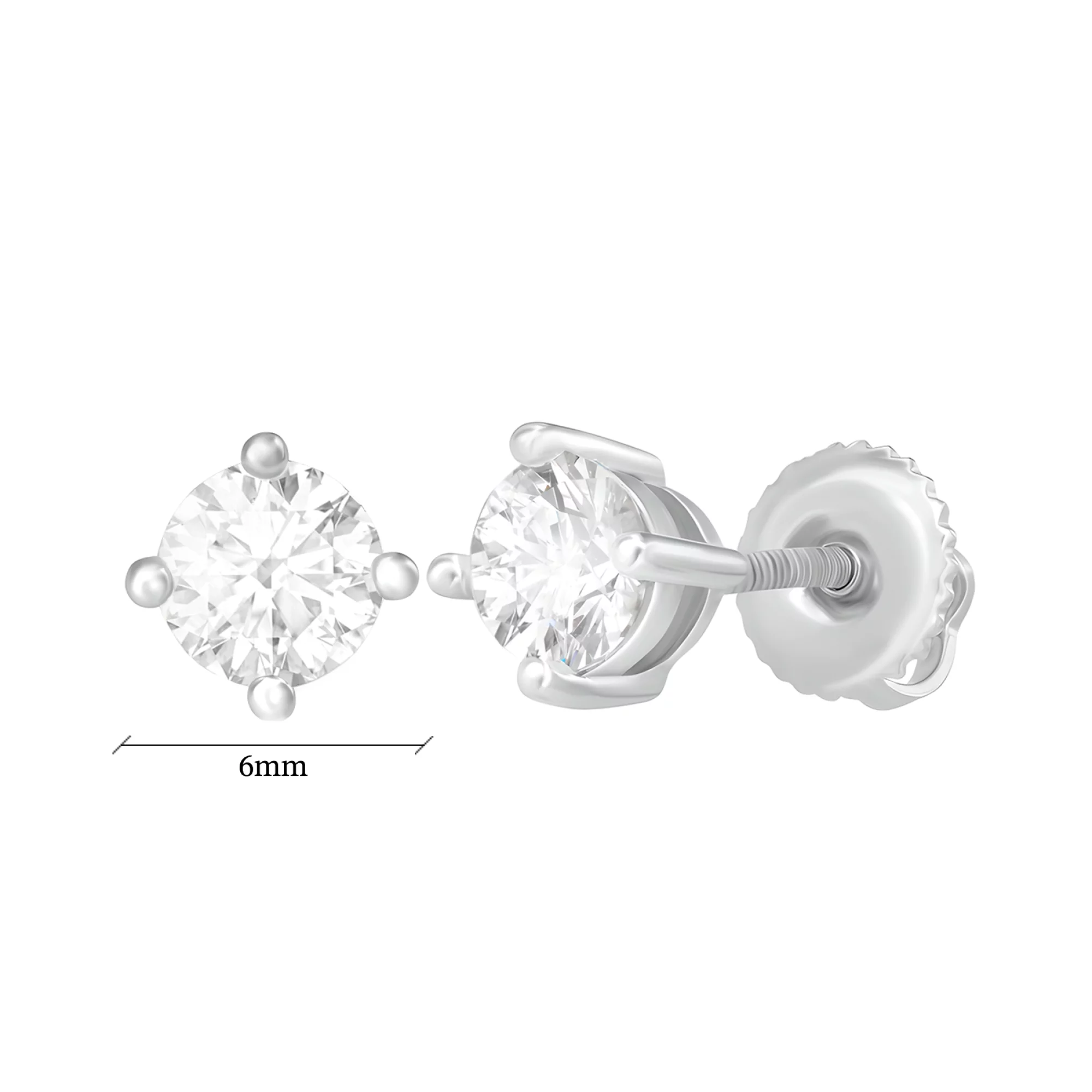 Серьги-гвоздики из серебра с фианитом - 1517273 – изображение 2