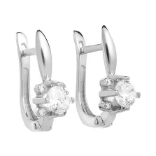 Сережки з білого золота з фіанітами - 1505031