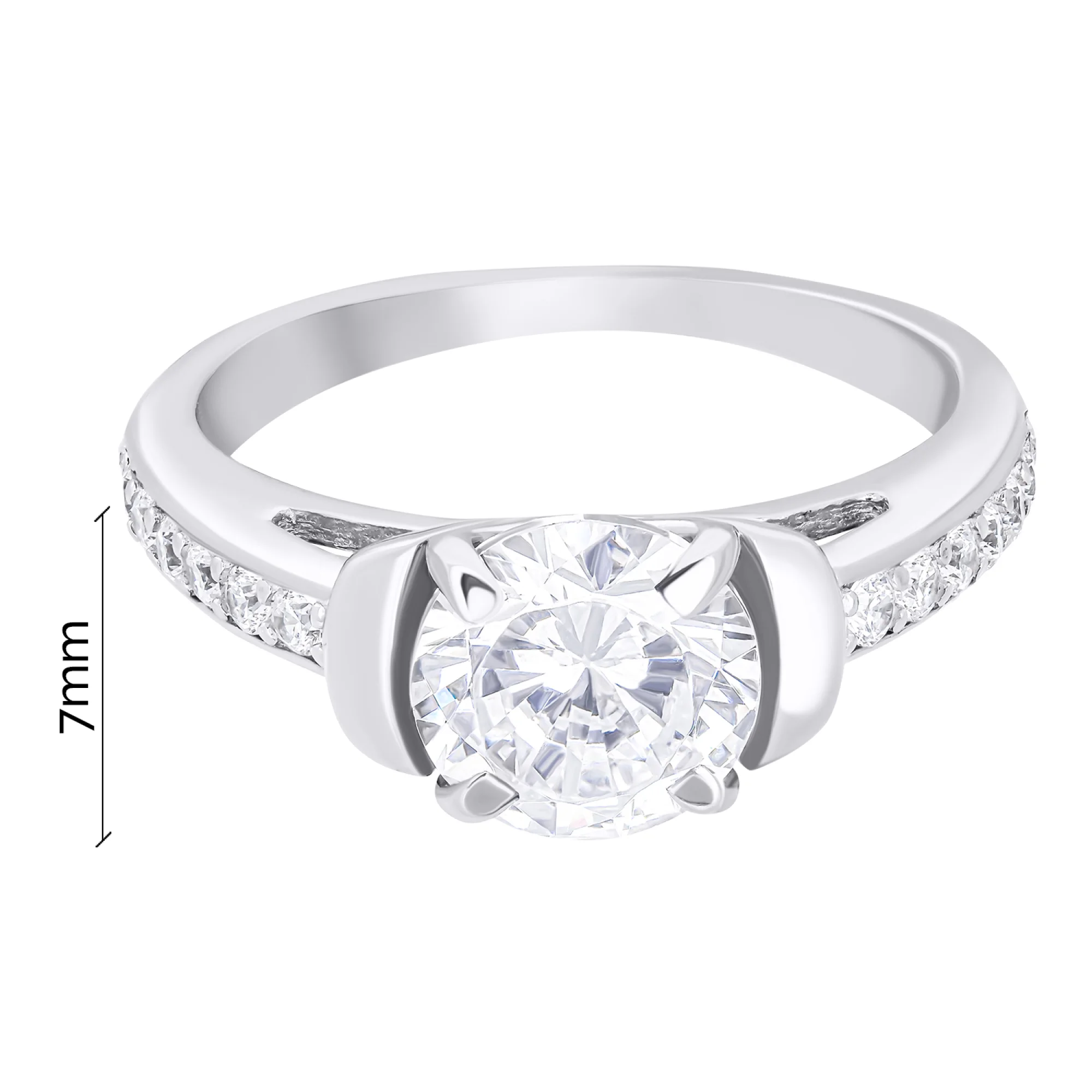 Кольцо из серебра с фианитами - 1549888 - 3