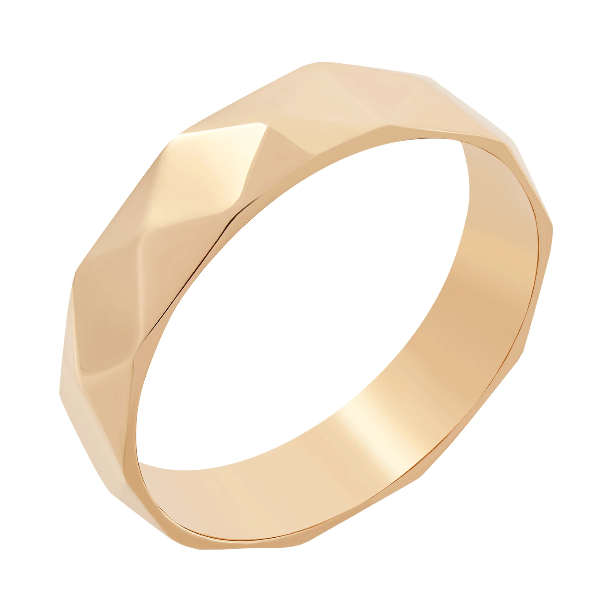 Золотое обручальное кольцо американка с гранями - 1511223 – изображение 1