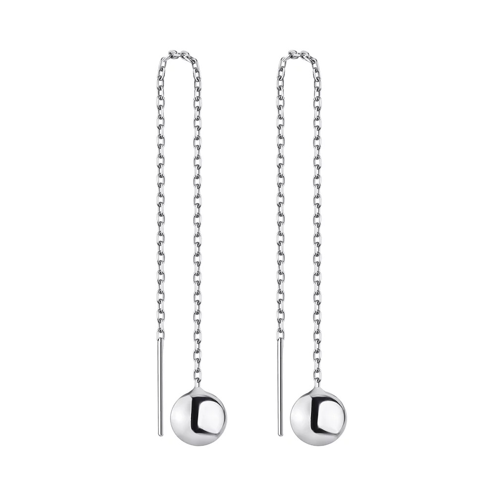Сережки-протяжки из серебра Шарики. Артикул 7502/4763/1: цена, отзывы, фото – купить в интернет-магазине AURUM