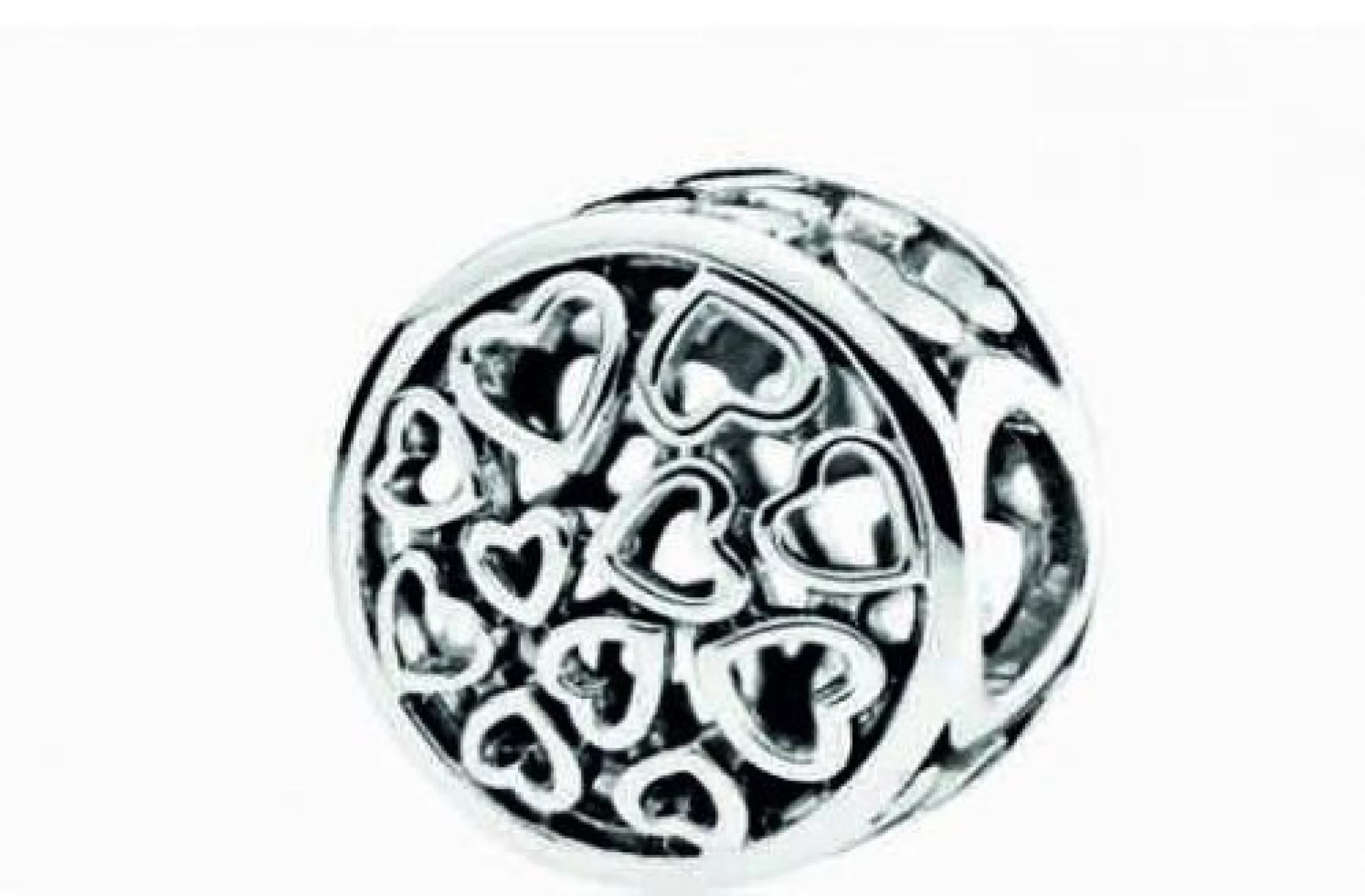 Срібний шарм "Люблячі серця" - 421695 – зображення 1