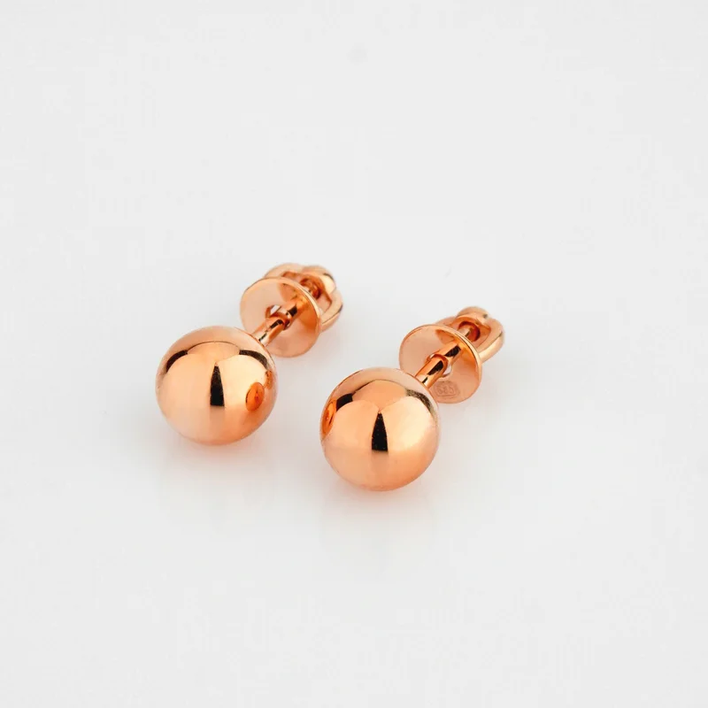 Сережки-гвоздики из красного золота "Шарики" - 1453895