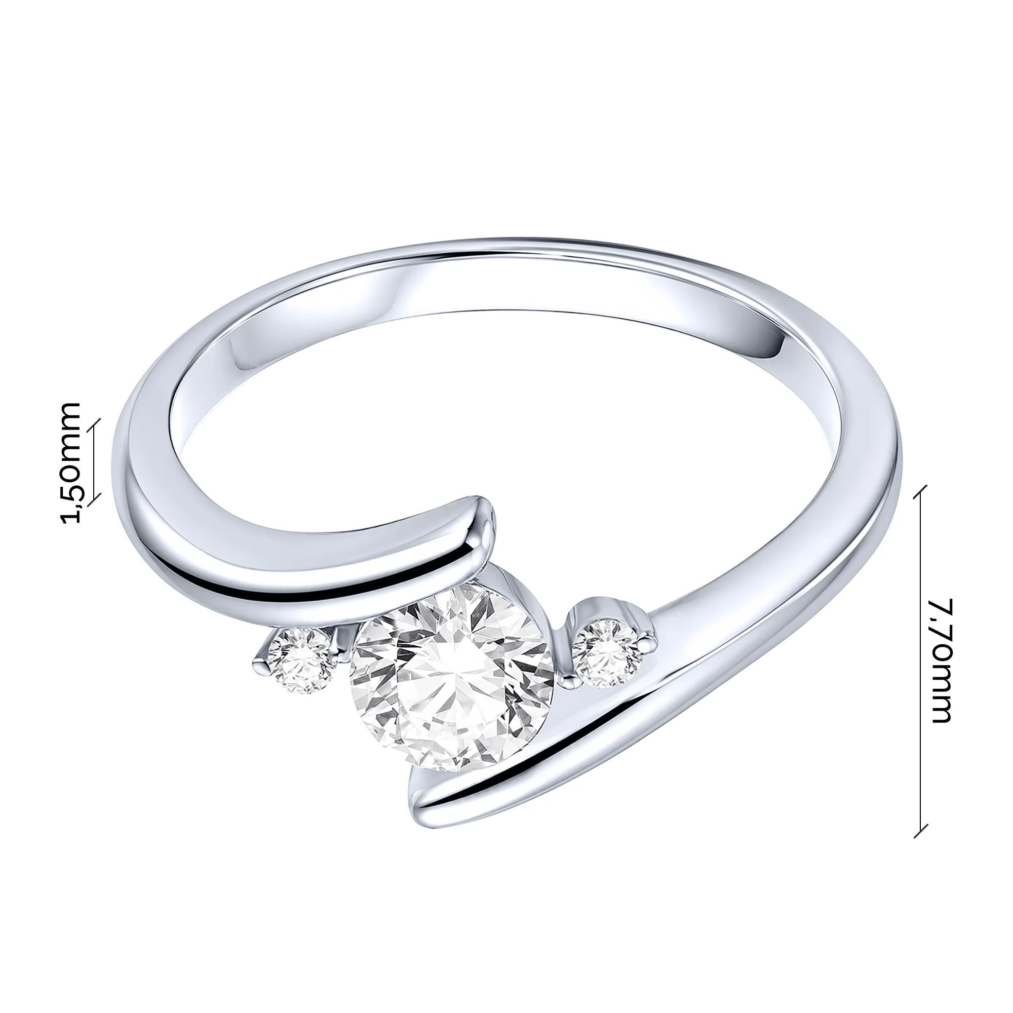 Серебряное кольцо с фианитами - 2279900 - 3