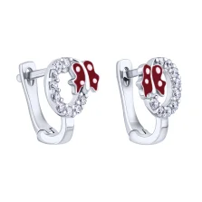 Дитячі срібні сережки "Метелики" з фіанітами - 2002013