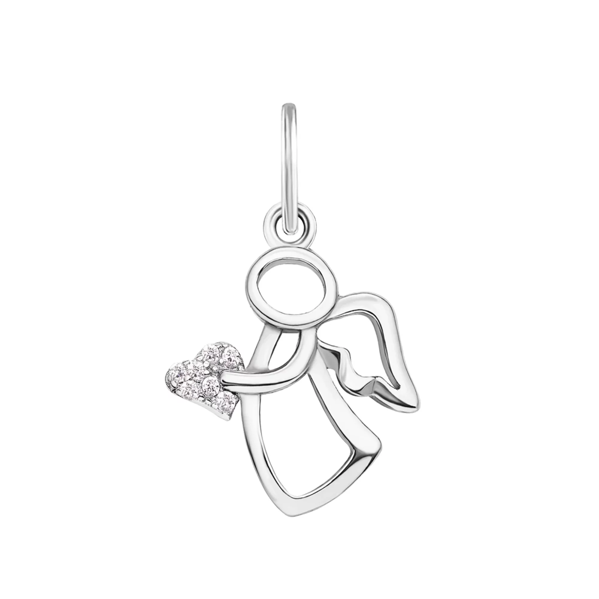 Серебряная подвеска "Ангел" с фианитом - 421436 – изображение 1