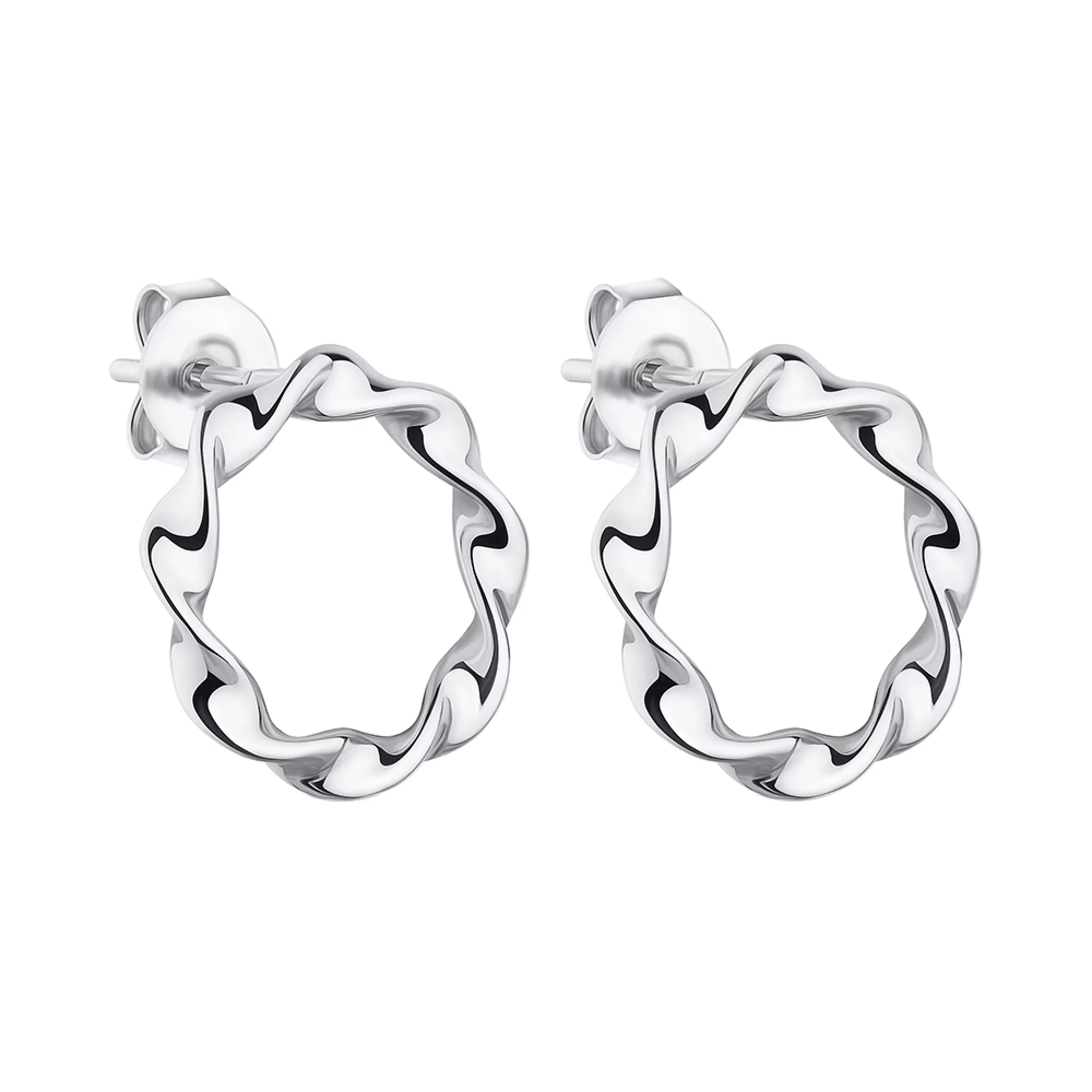 Сережки-гвоздики из серебра "Круг" - 1450279 – изображение 1