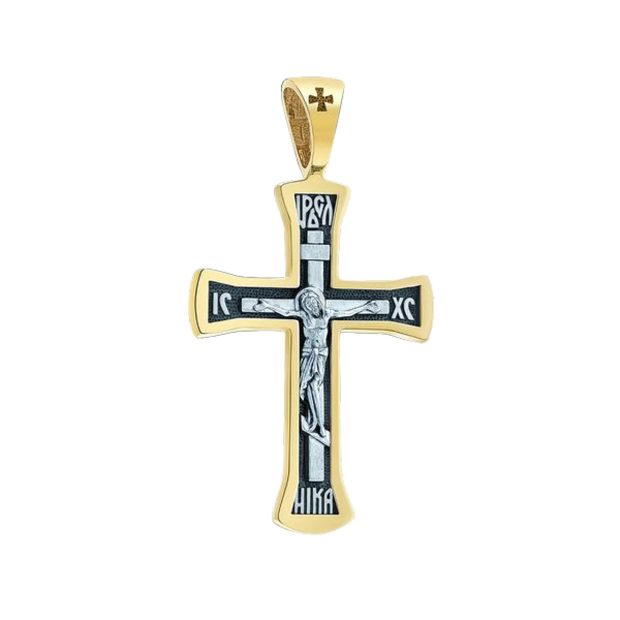 Крестик серебряный с чернением и позолотой - 443520 – изображение 1