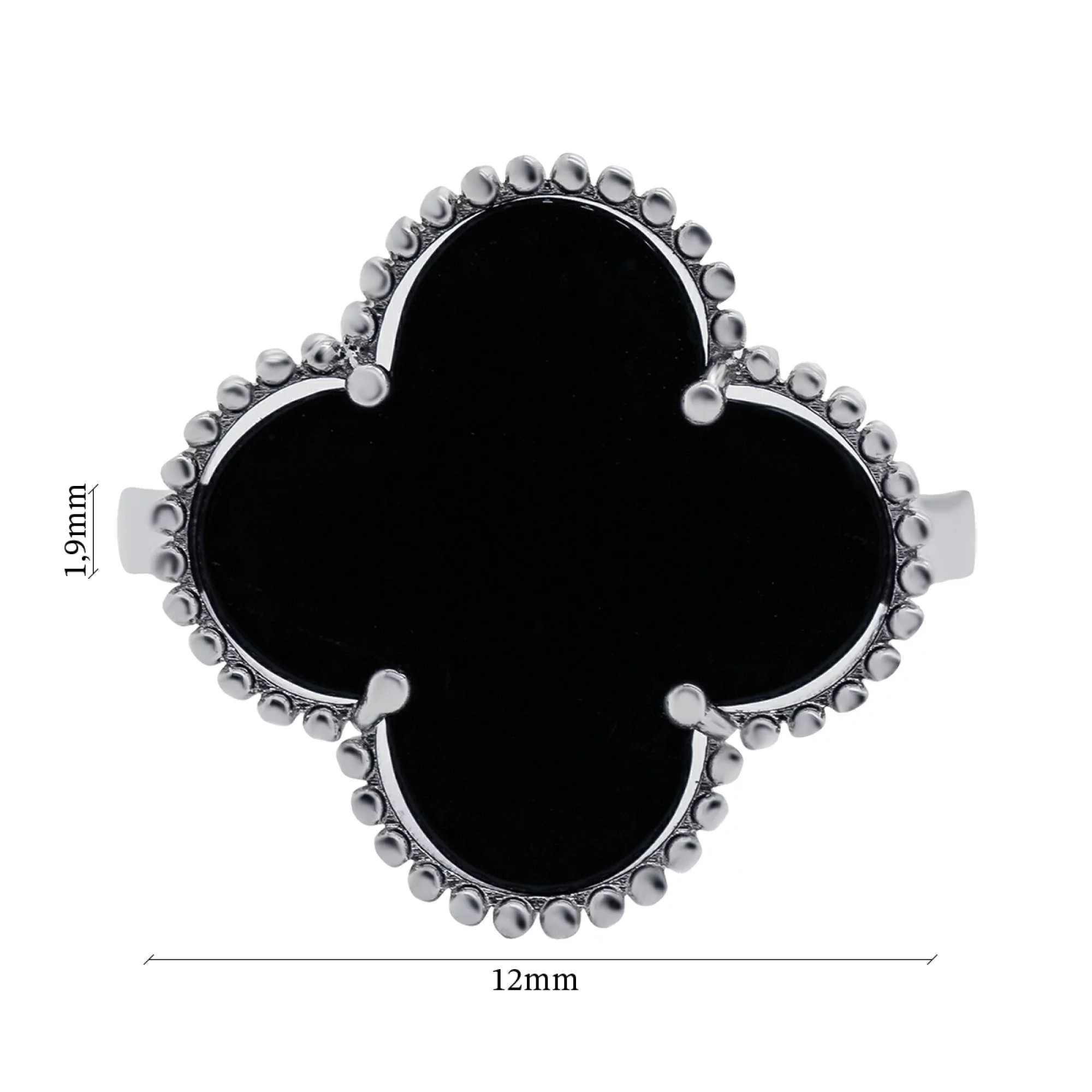 Кольцо из белого золота с агатом "Клевер" - 1406785 – изображение 3