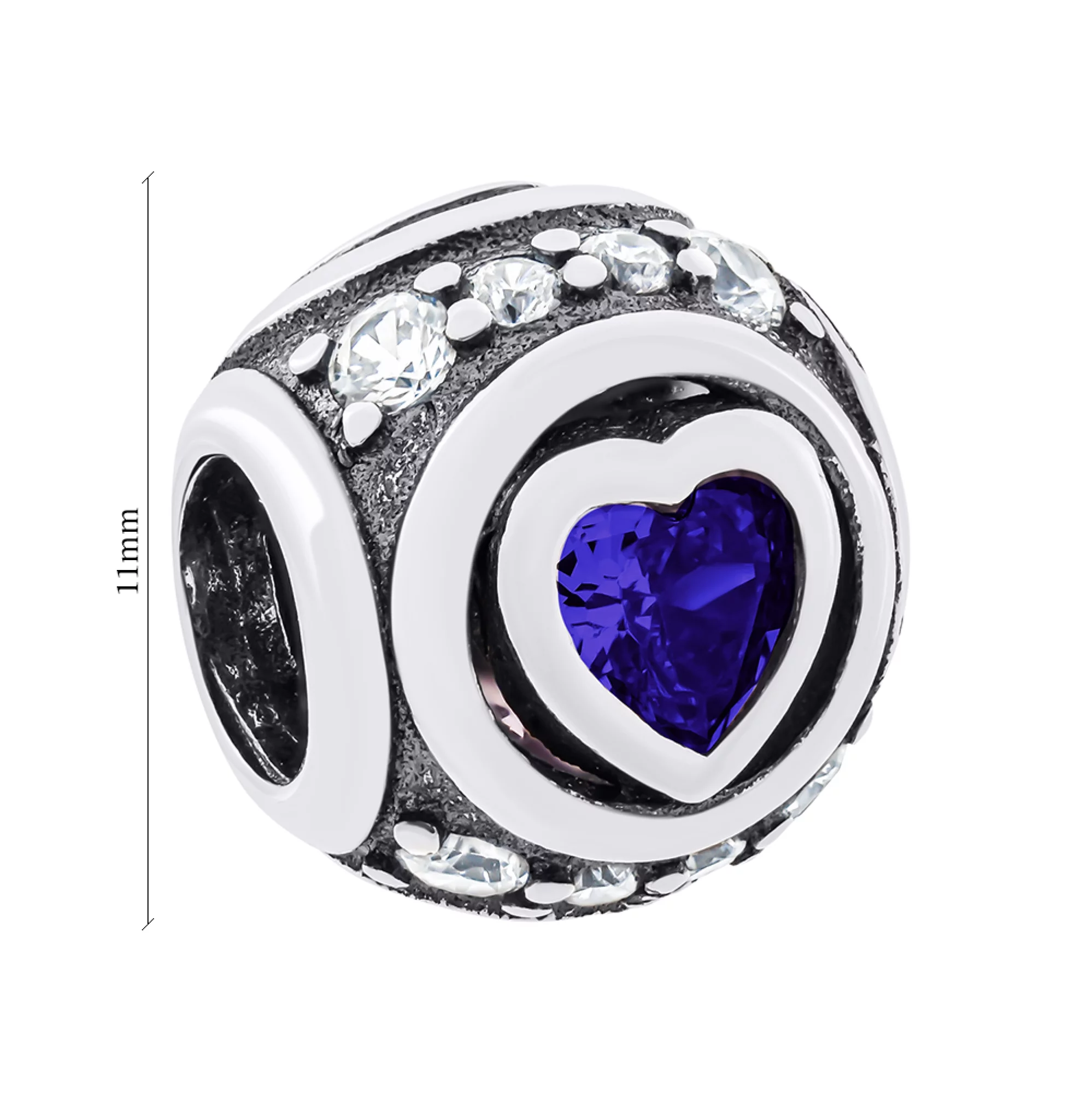 Шарм "Серце" зі срібла з альпинитом і фіанітами - 1505601 – зображення 2