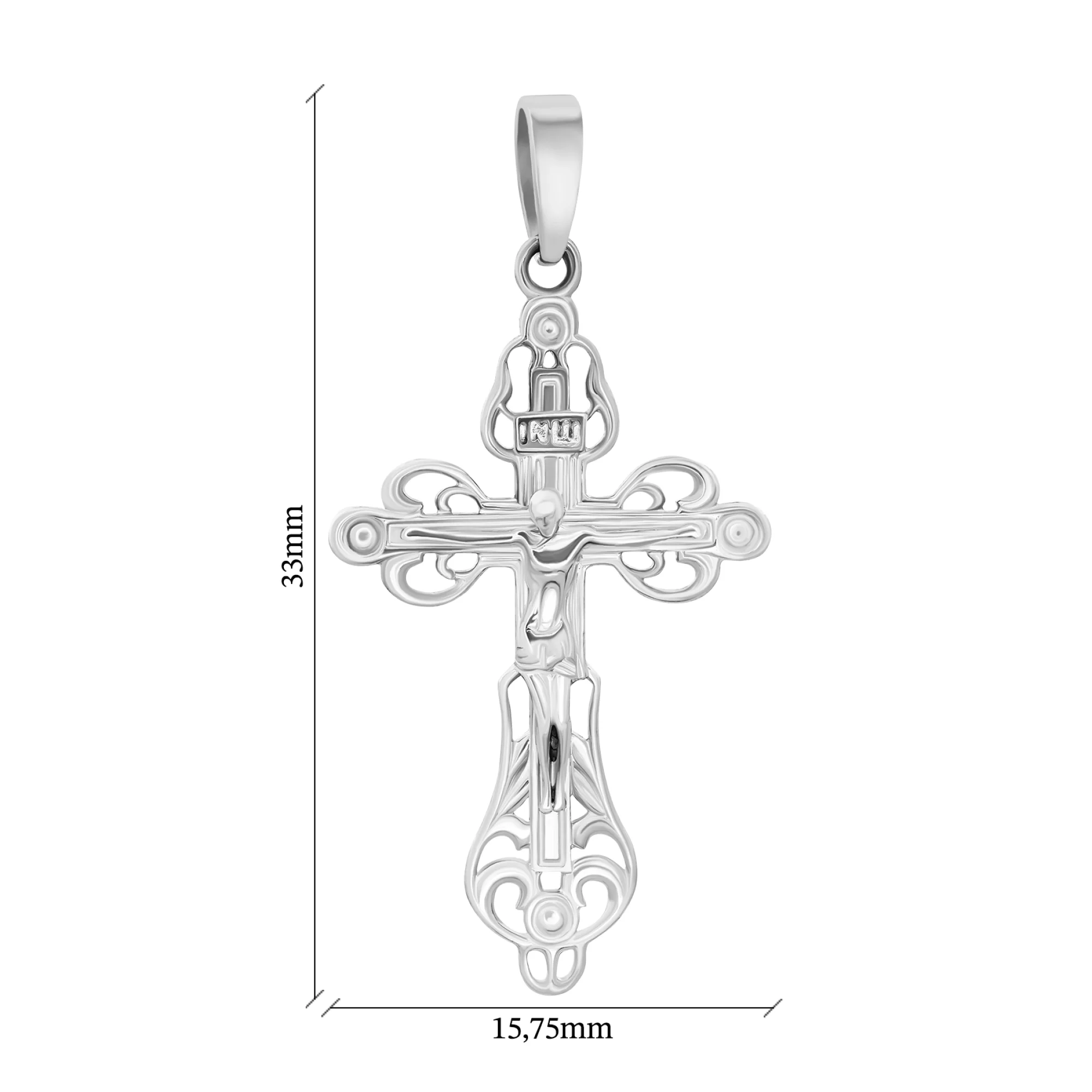 Срібний хрестик з розп'яттям - 1579415 – зображення 2