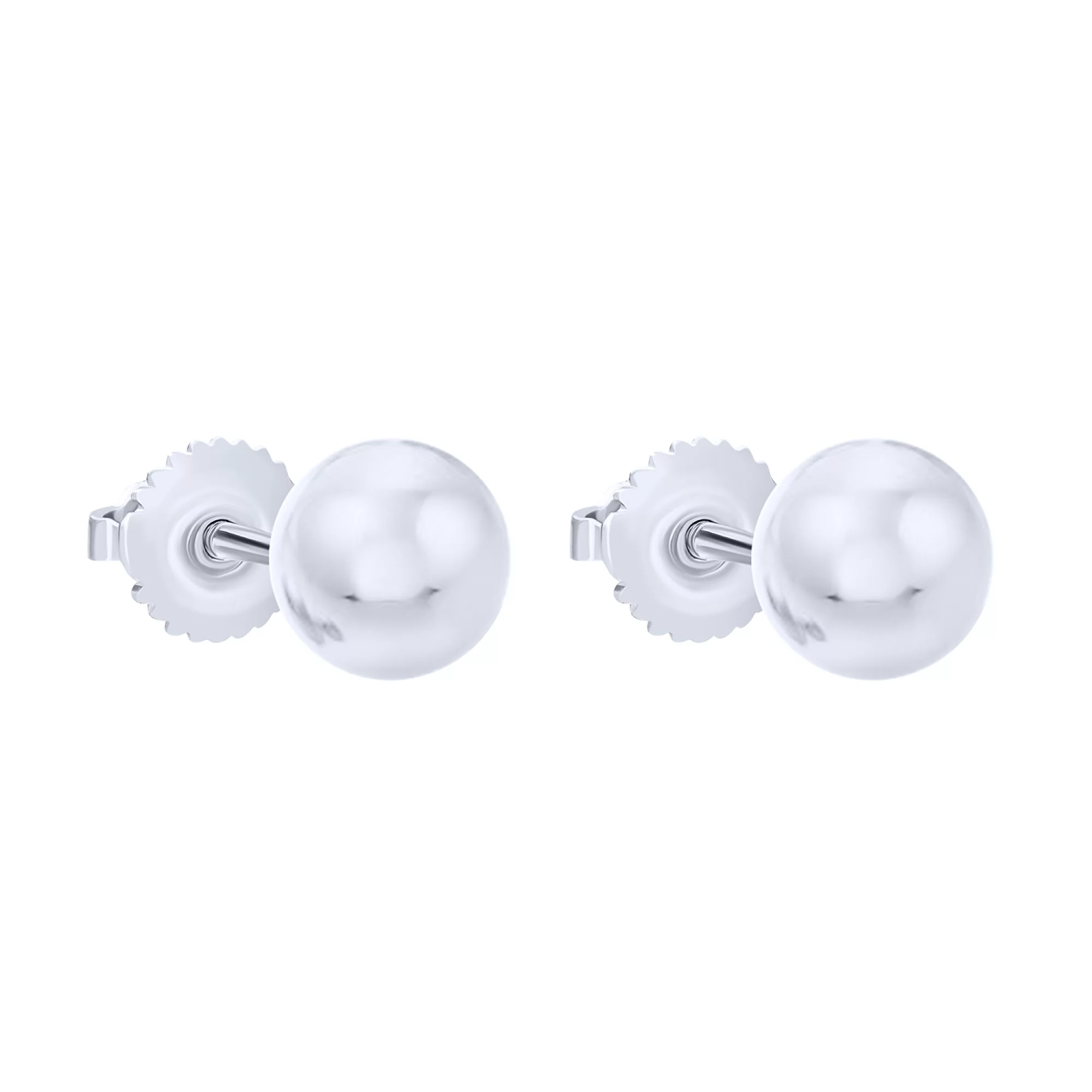 Сережки-гвоздики срібні у формі кульок - 1626523 – зображення 1