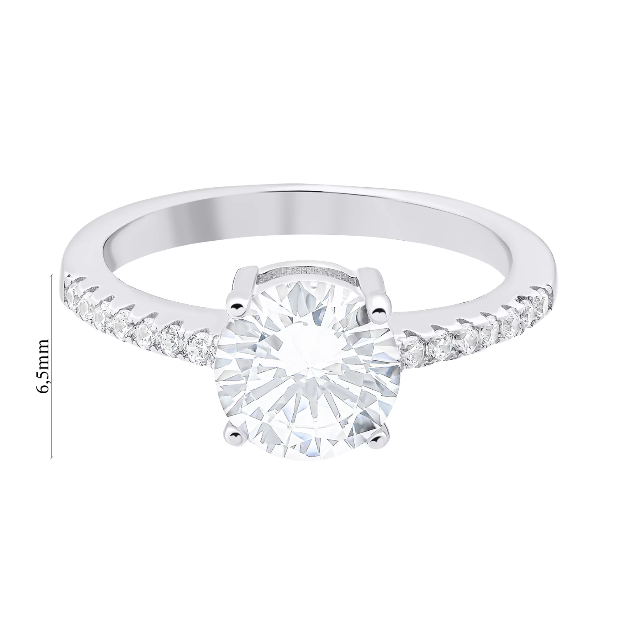 Помолвочное кольцо из серебра с дорожкой фианитов - 1520450 – изображение 3