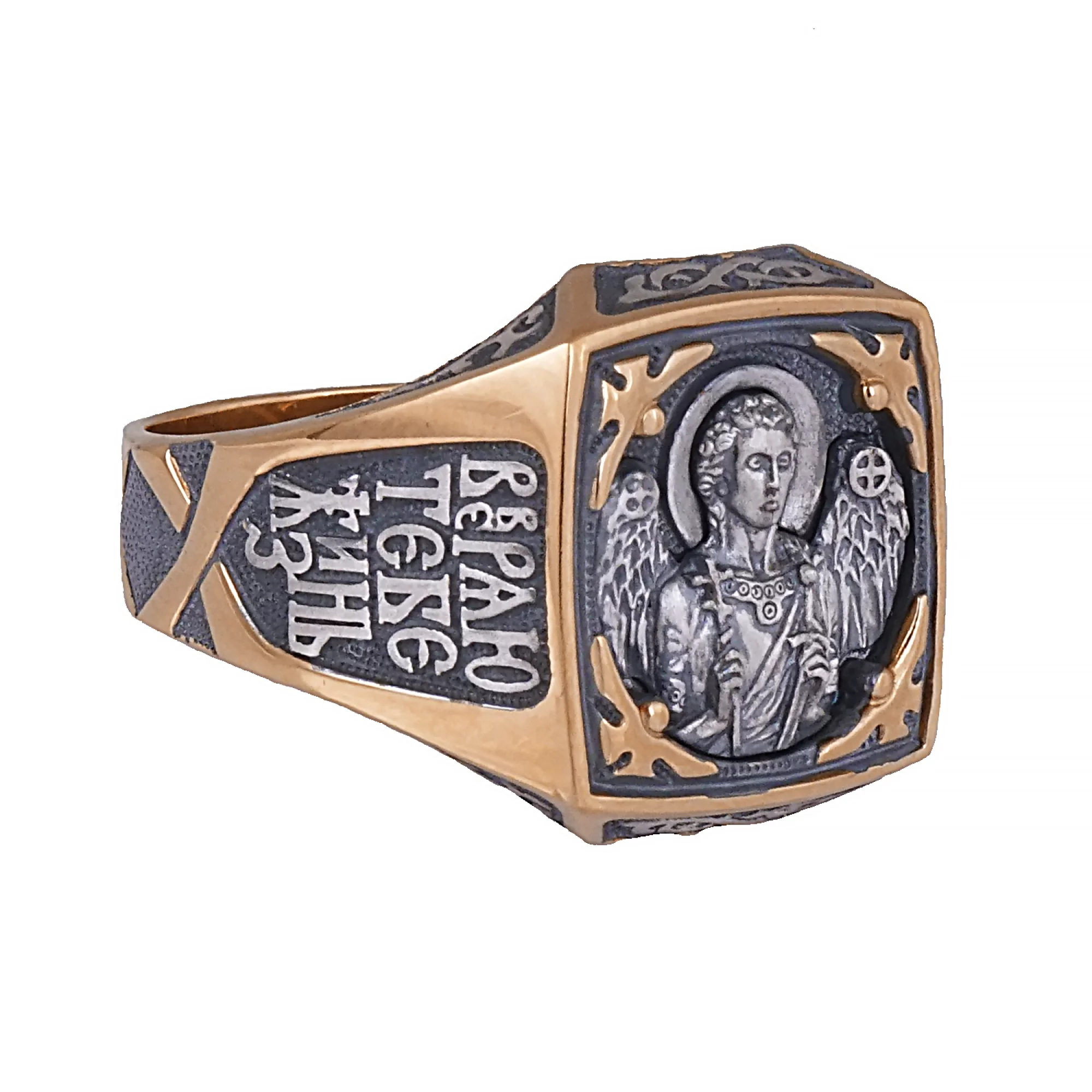 Серебряный перстень с позолотой - 375788 – изображение 3