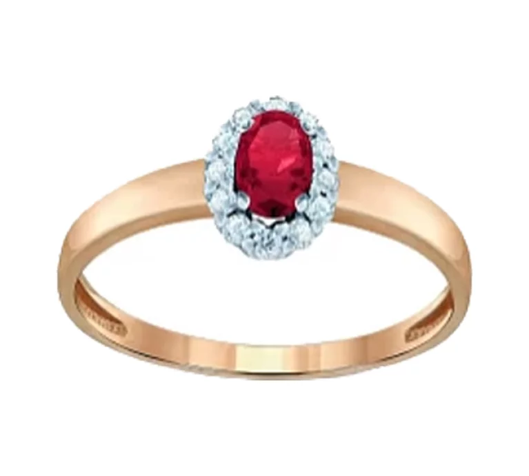 Кольцо из красного золота с бриллиантами и рубином. Артикул 880213-бруб/1: цена, отзывы, фото – купить в интернет-магазине AURUM