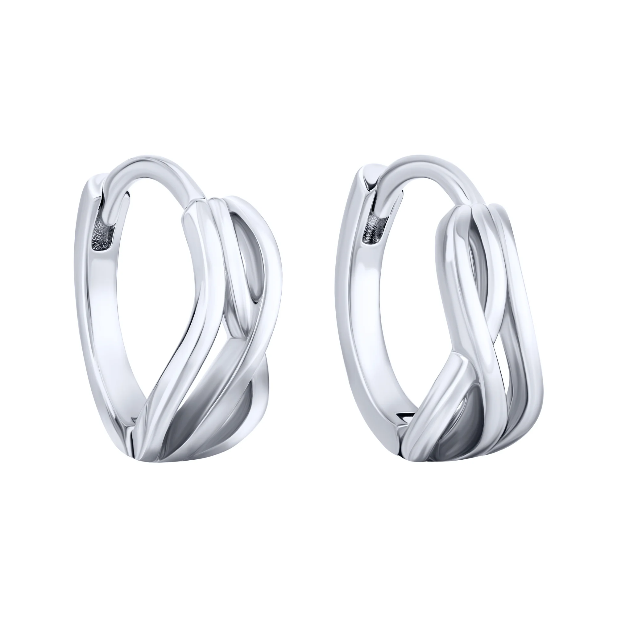 Сережки-кільця "Завитки" зі срібла - 2125627 - 1
