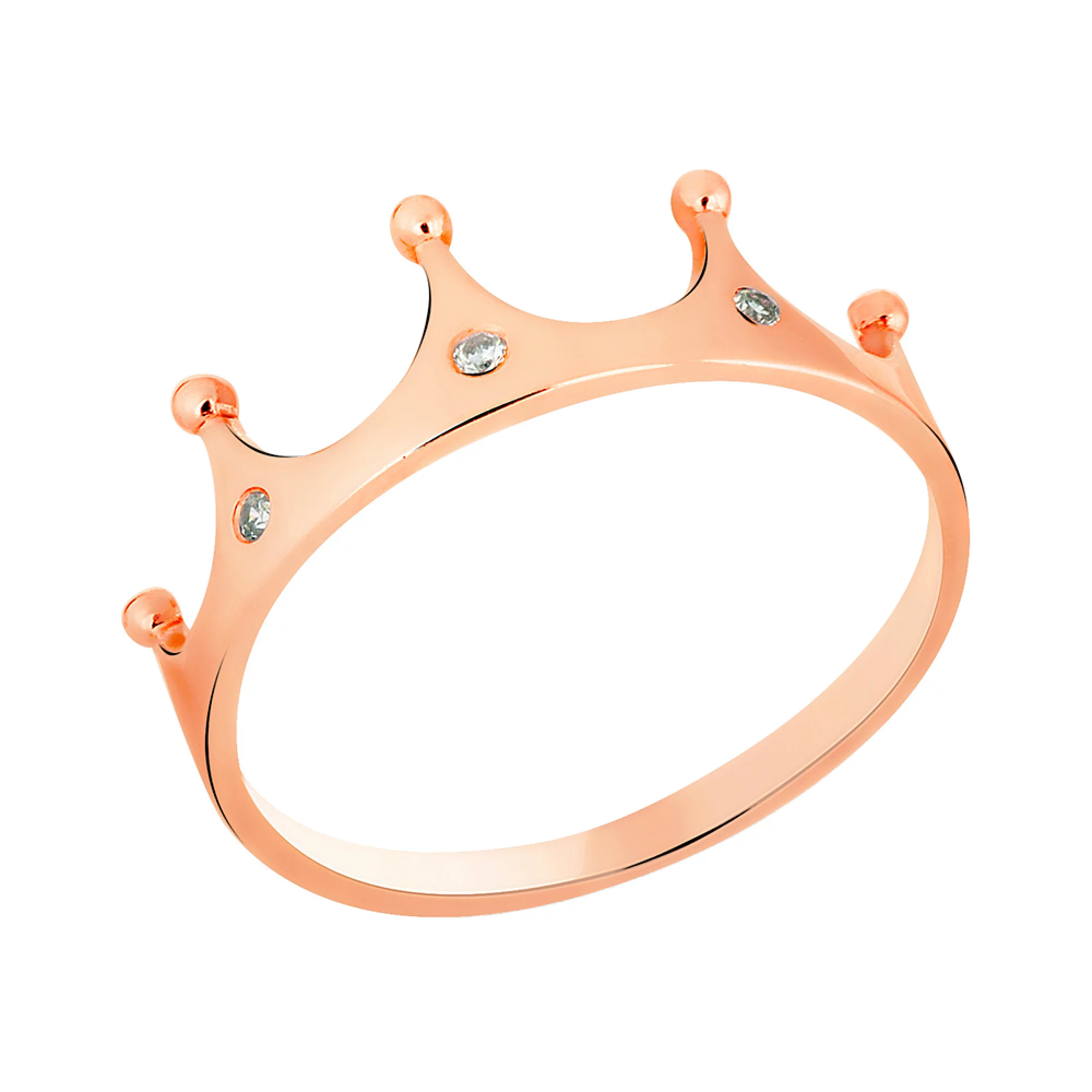 Золотое кольцо "Корона" с фианитом - 585403 – изображение 1
