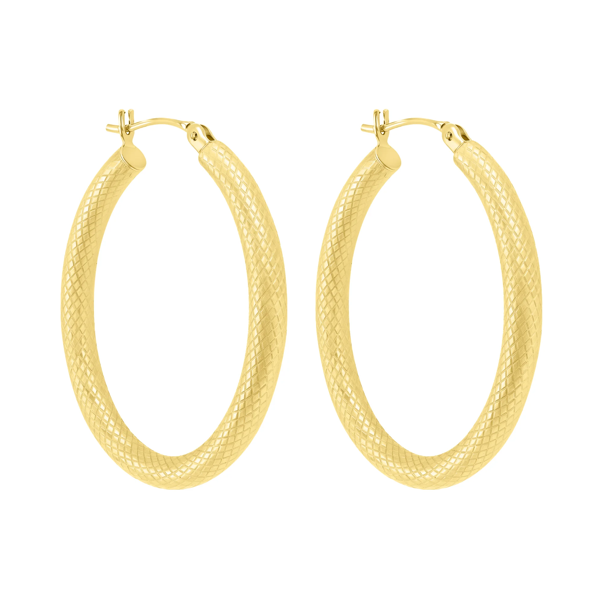 Серьги-кольца из желтого золота с узором - 2129779 - 2