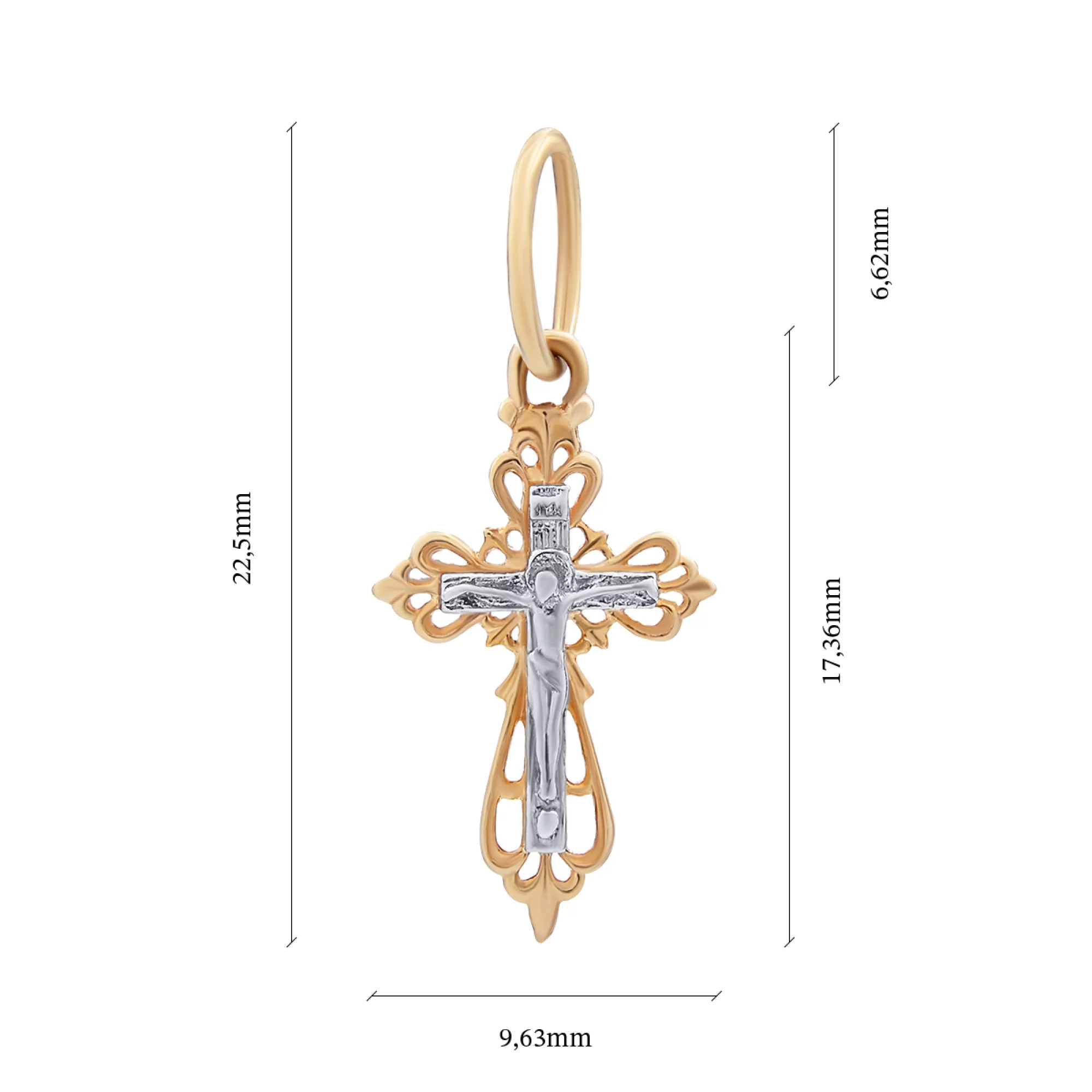 Крестик из комбинированного золота - 401771 – изображение 3