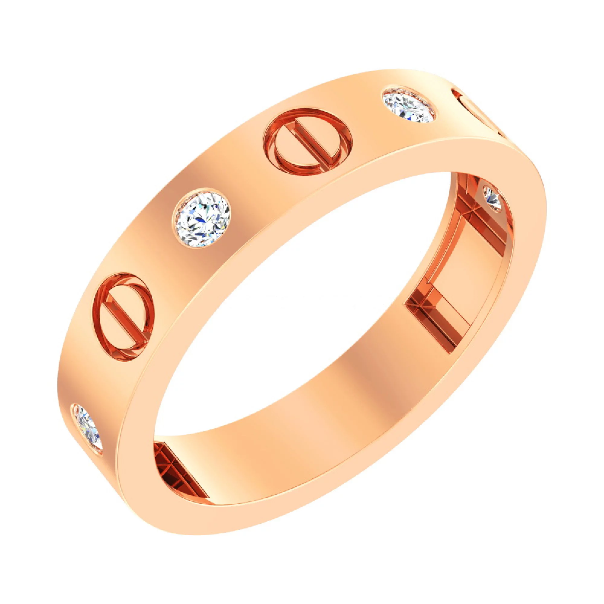 Золотое кольцо Love с фианитом - 569396 – изображение 1