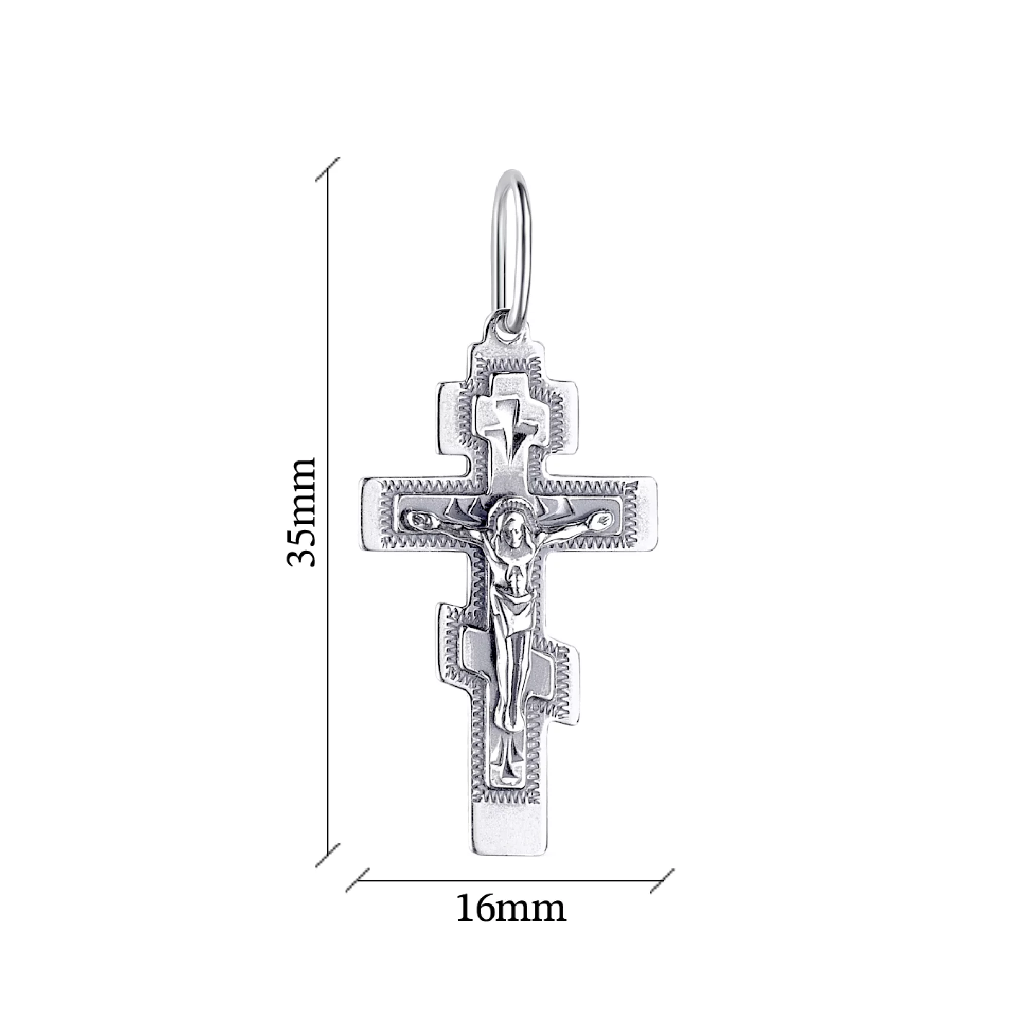 Нательный серебряный крестик с чернением - 1581315 – изображение 2