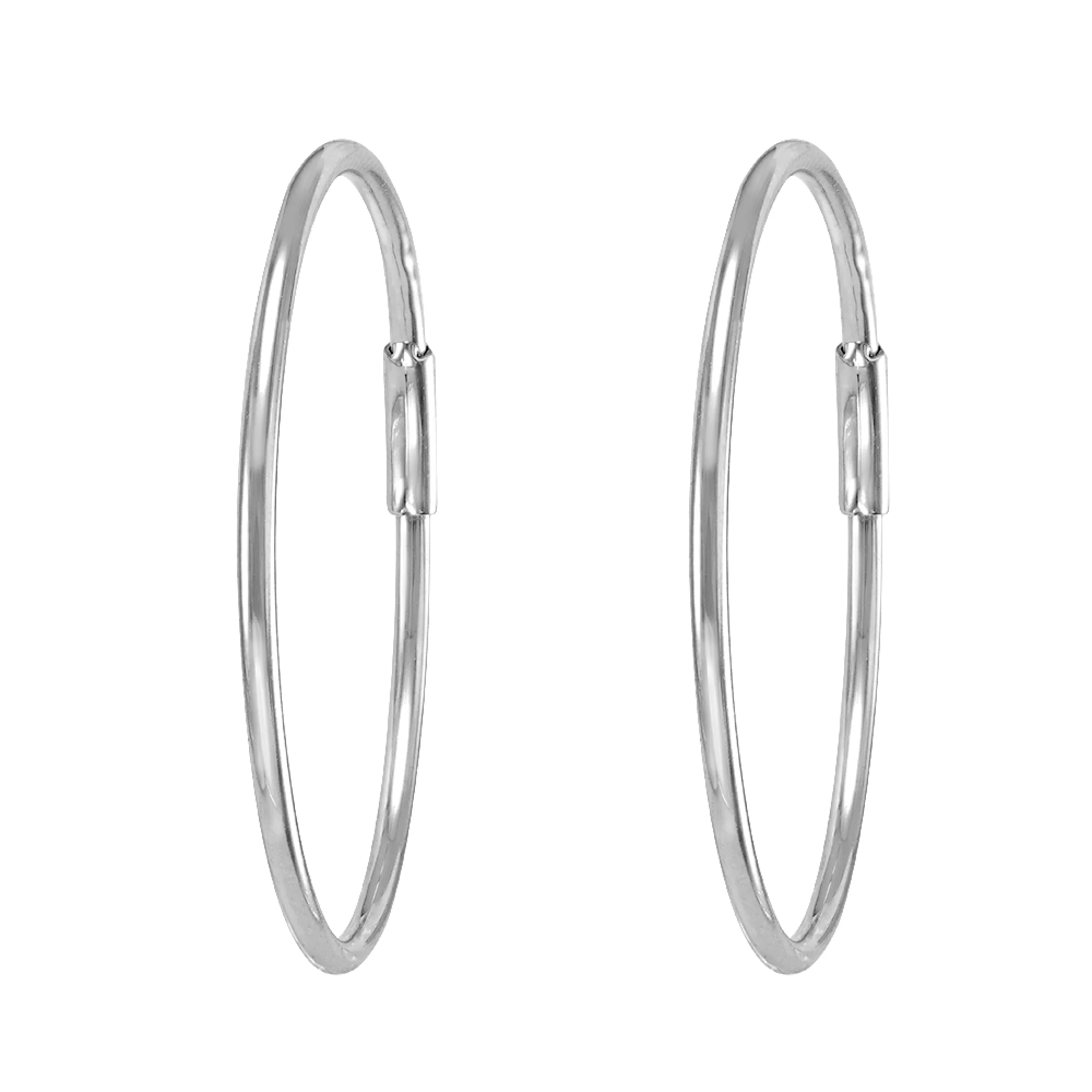Сережки-кільця зі срібла з родіюванням - 1538842 – зображення 1