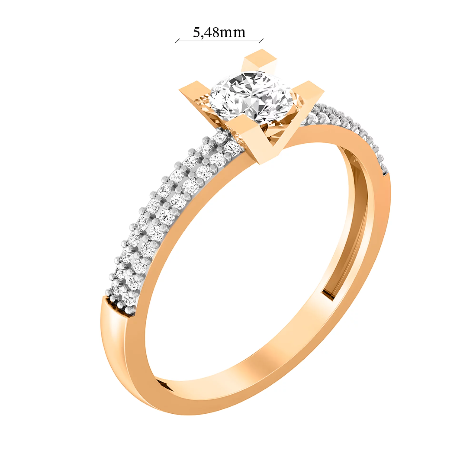 Золотое кольцо с фианитом - 1392261 – изображение 2