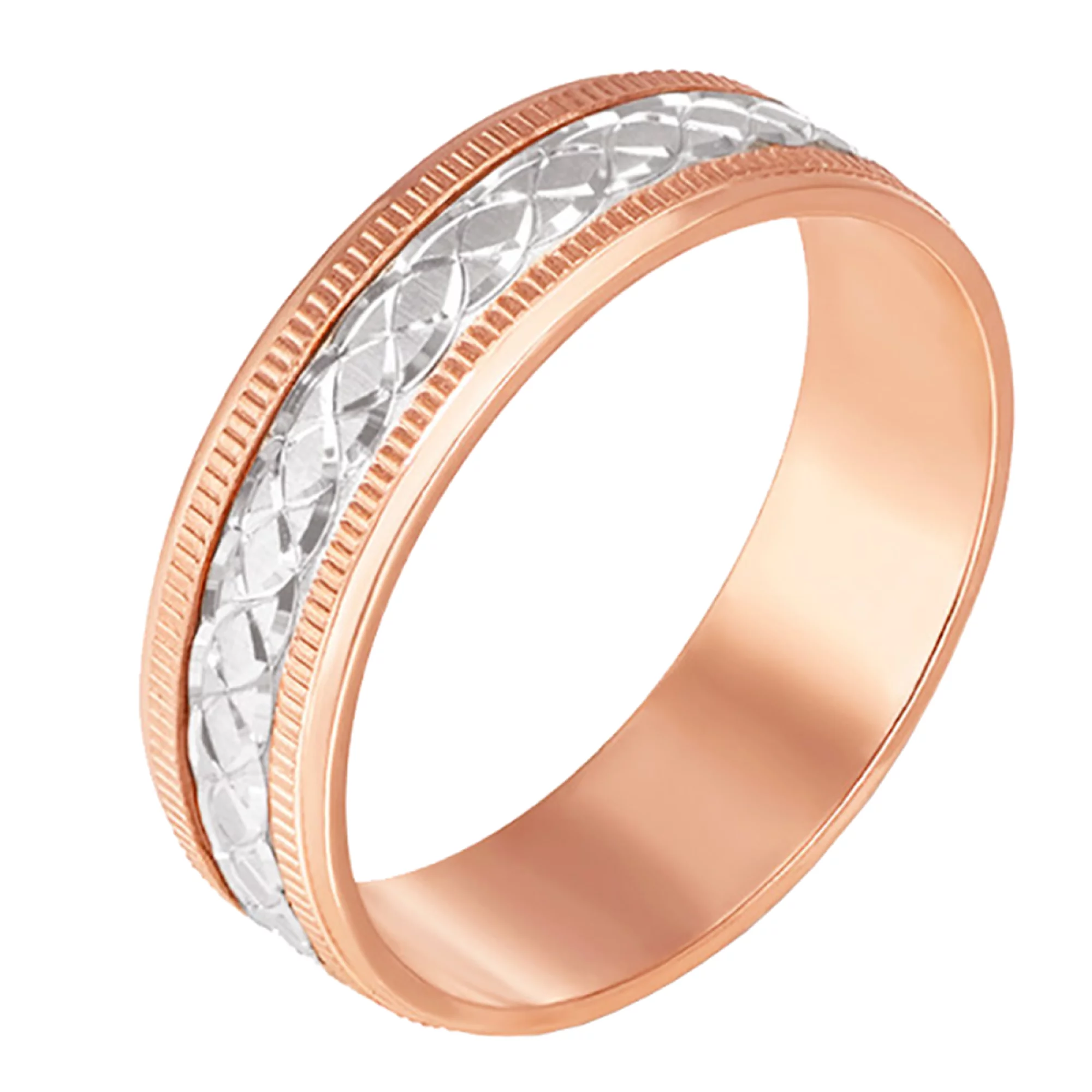 Обручальное кольцо из комбинированого золота американка  - 521251 – изображение 1