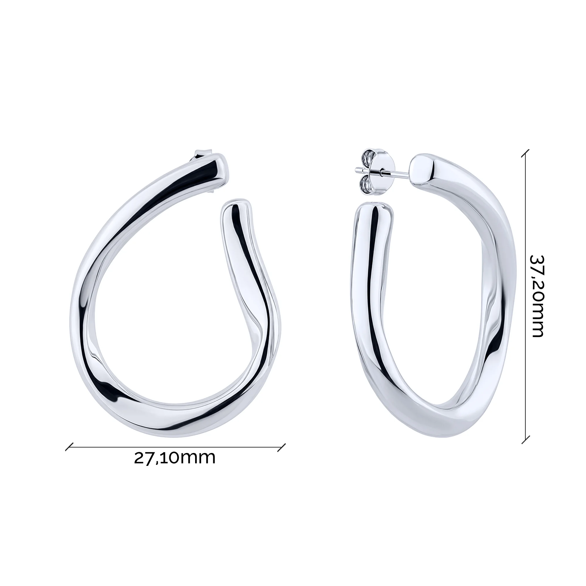 Серьги-гвоздики из серебра в стиле минимализм - 2210998 - 2
