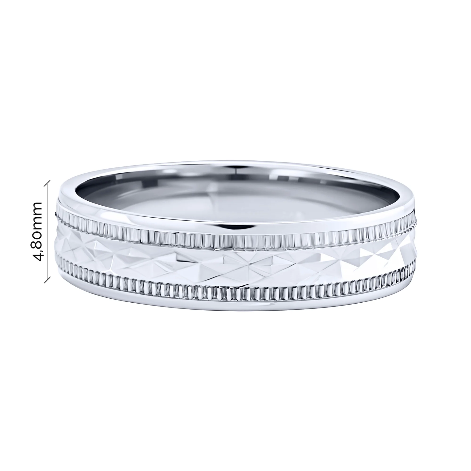 Серебряное обручальное кольцо с алмазной гранью - 2092425 - 3