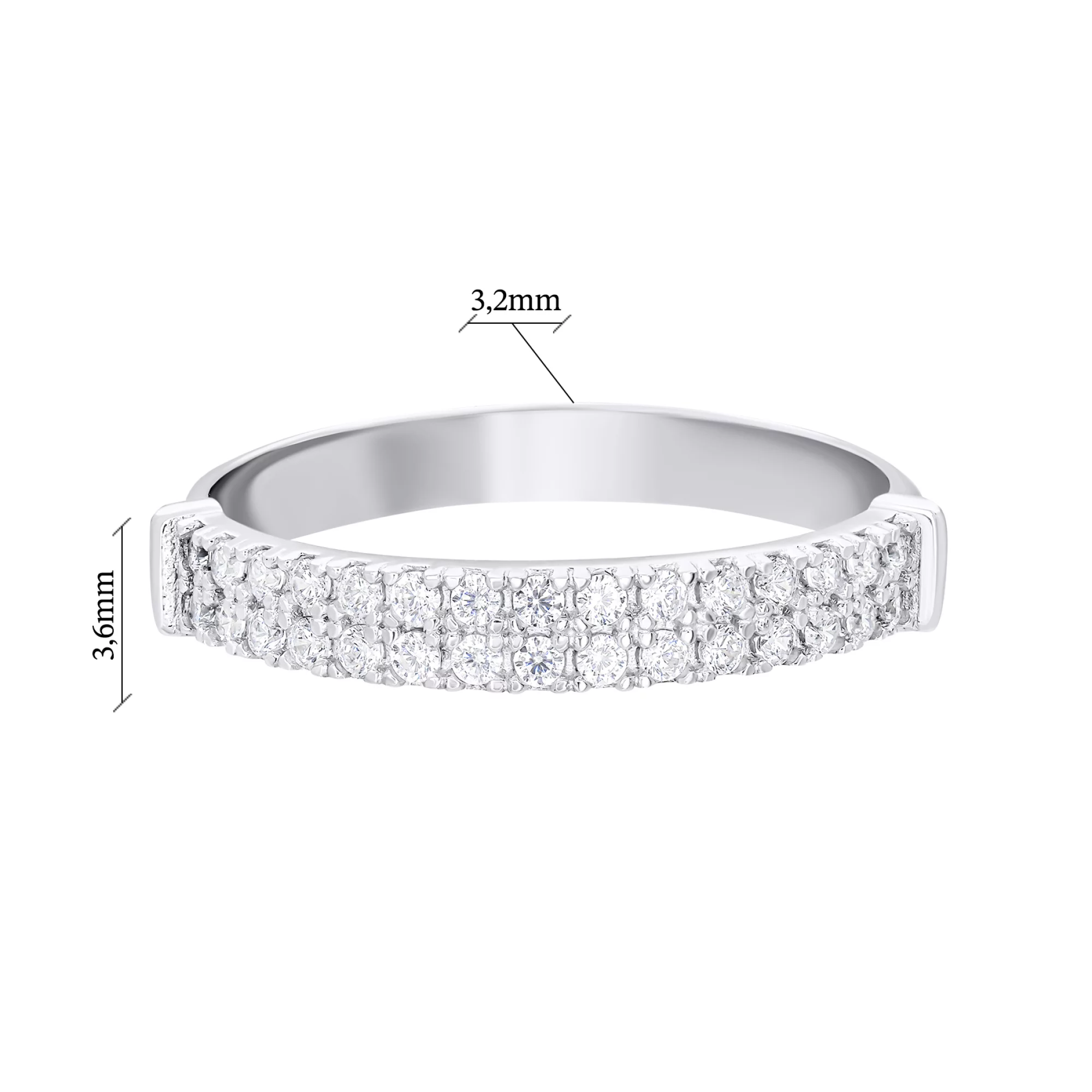 Серебряное кольцо с дорожкой белых фианитов - 1549890 – изображение 3